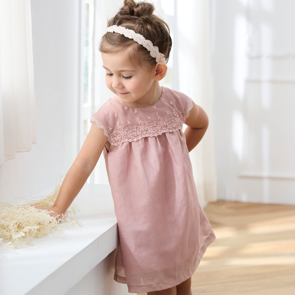 PIPPY蕾絲絲棉連身裙洋裝 粉