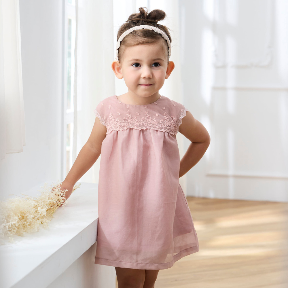 PIPPY蕾絲絲棉連身裙洋裝 粉