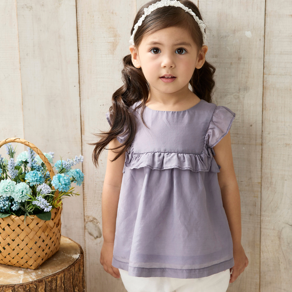 PIPPY荷葉邊蠶絲棉上衣 紫