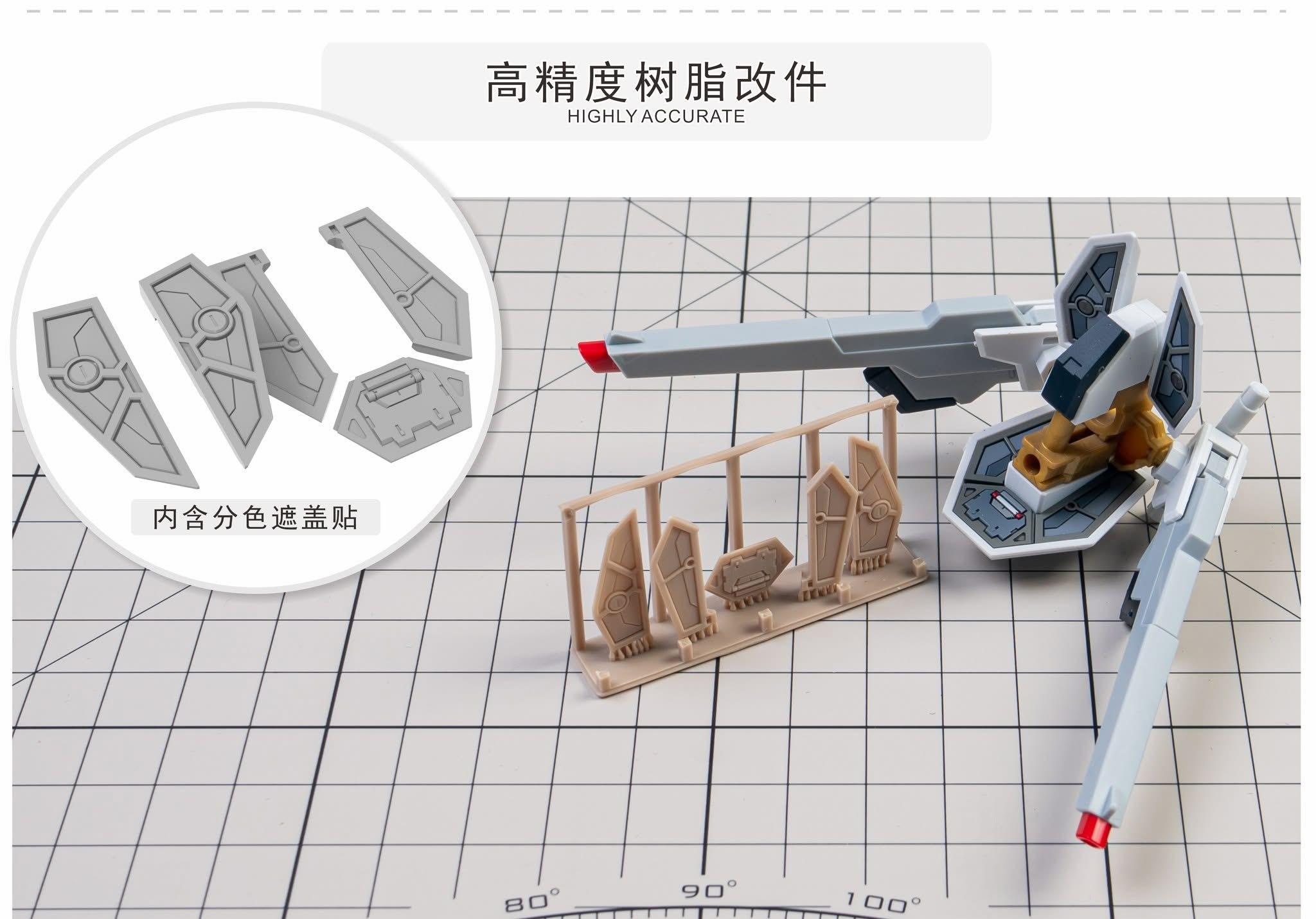 預訂 TAS HG突擊自由極 專用預切遮蓋、專用改件、專用錫刻片