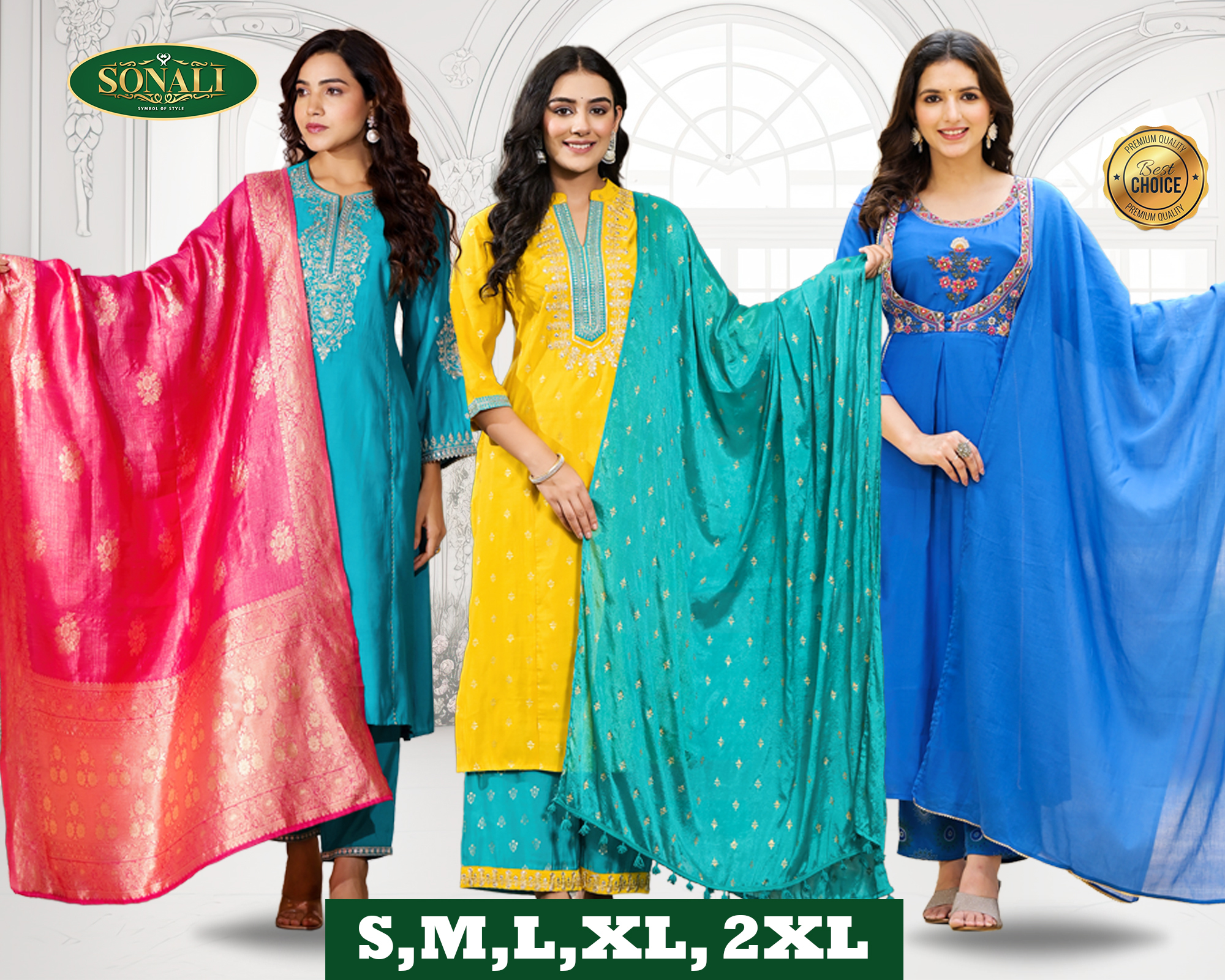 Sonali's Super Premier Quality Women's Kurta Indian Wear Embroidery Anarkali Dress and Designer Suits