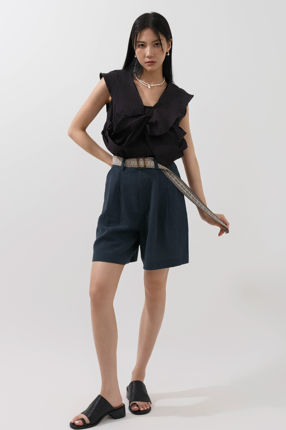 活動蝴蝶結間條紋背心  (現貨款式）