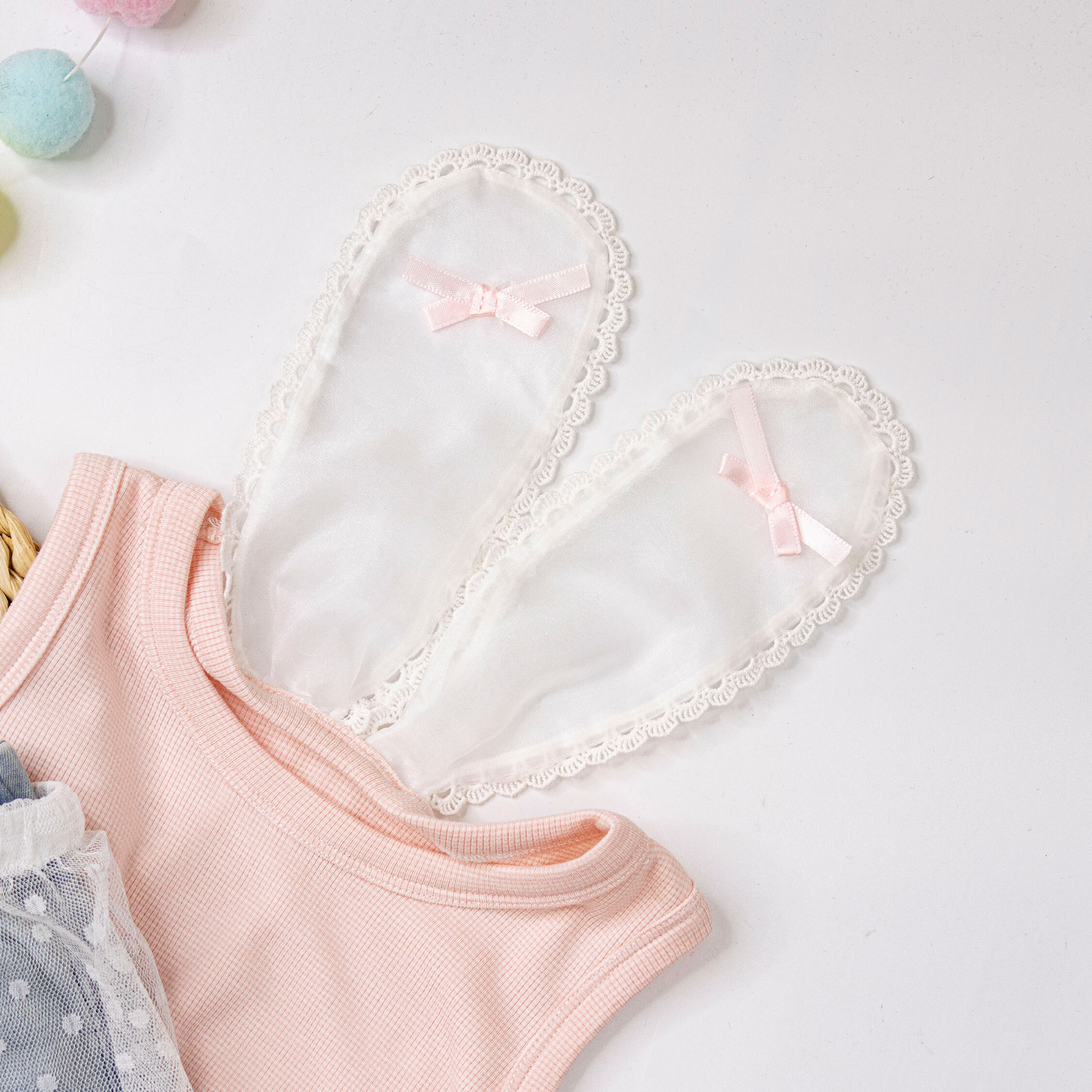 【H50507】立體花邊兔耳造型背心/上衣＊四色