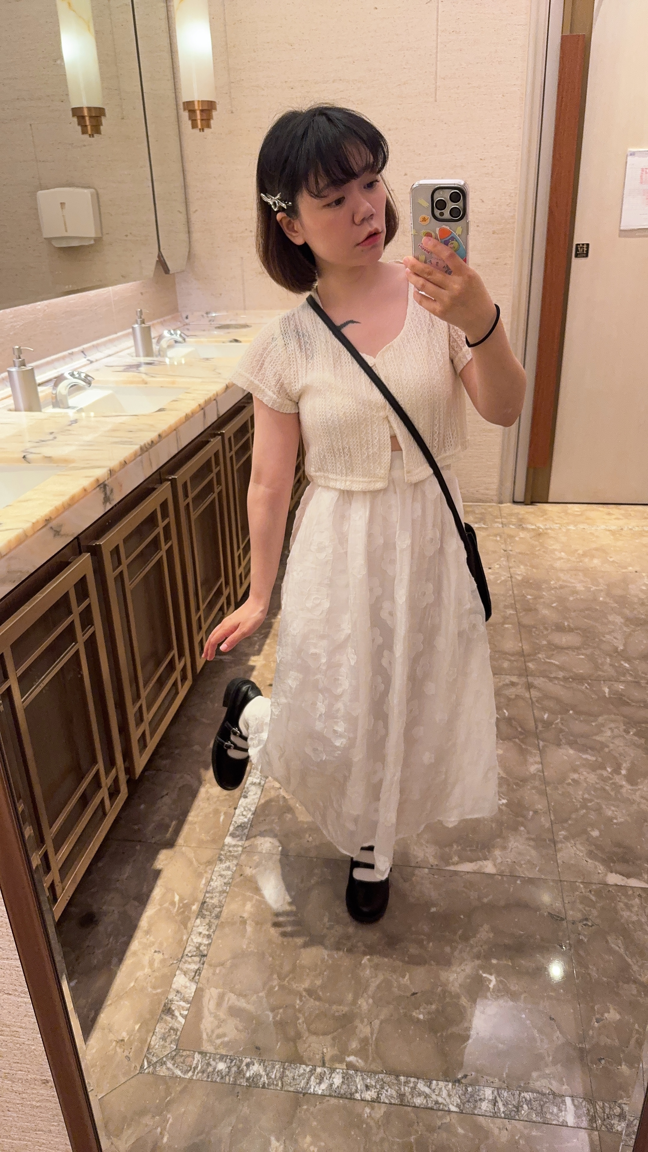 全鬆緊立體壓花長裙