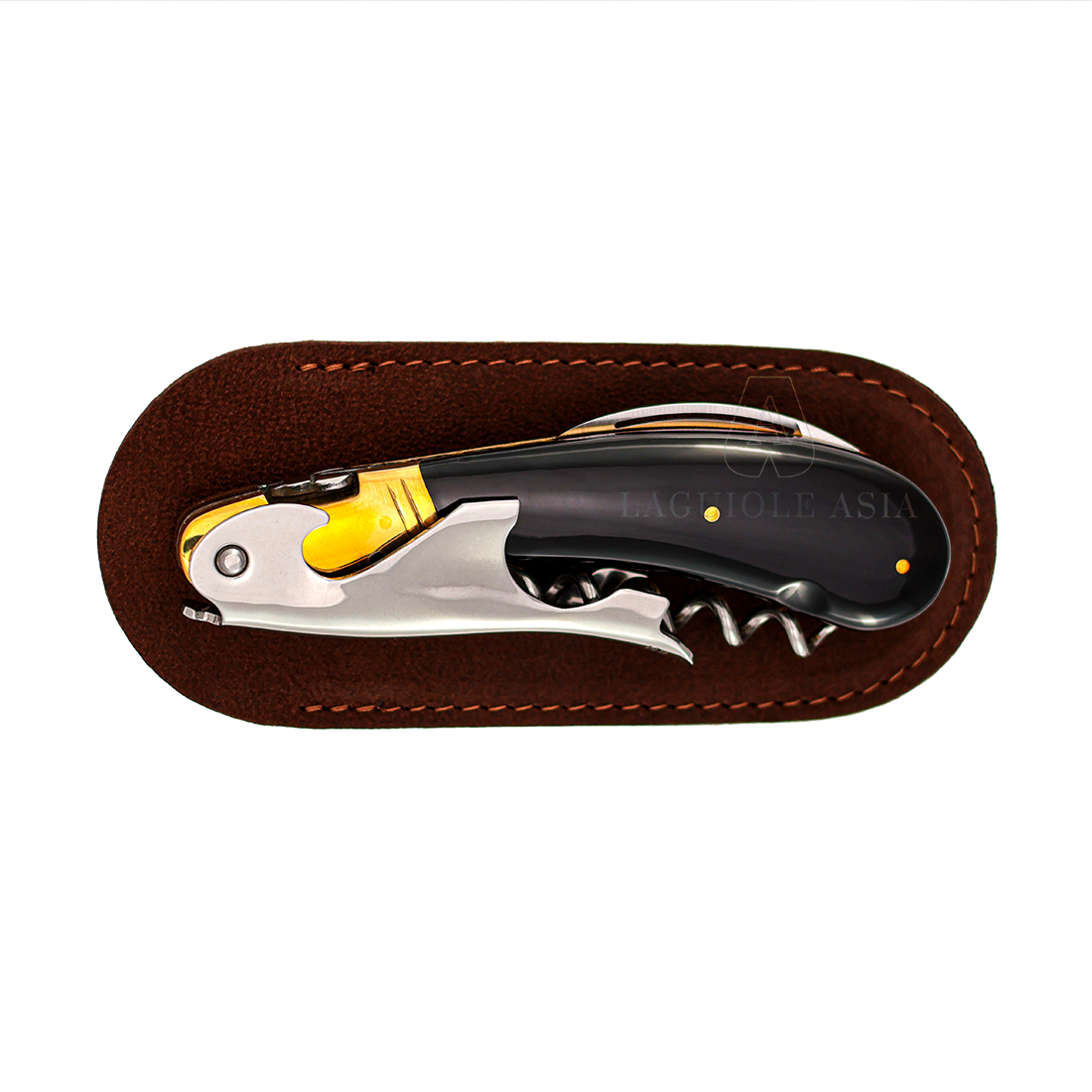 LAGUIOLE MAGNUM ⋆ 鑲嵌黃銅 ⋆ 黑水牛角酒刀