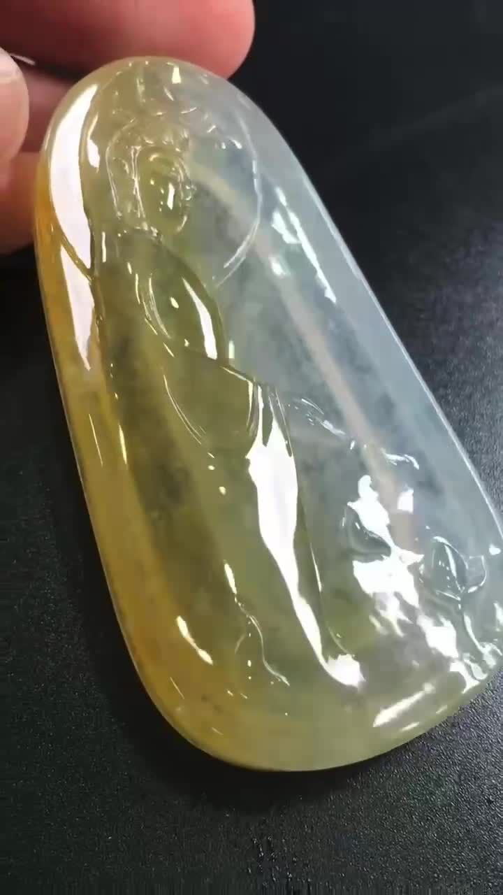 翡翠蓮花觀音牌,天然翡翠A玉, 緬甸玉, Jade, Jadeite