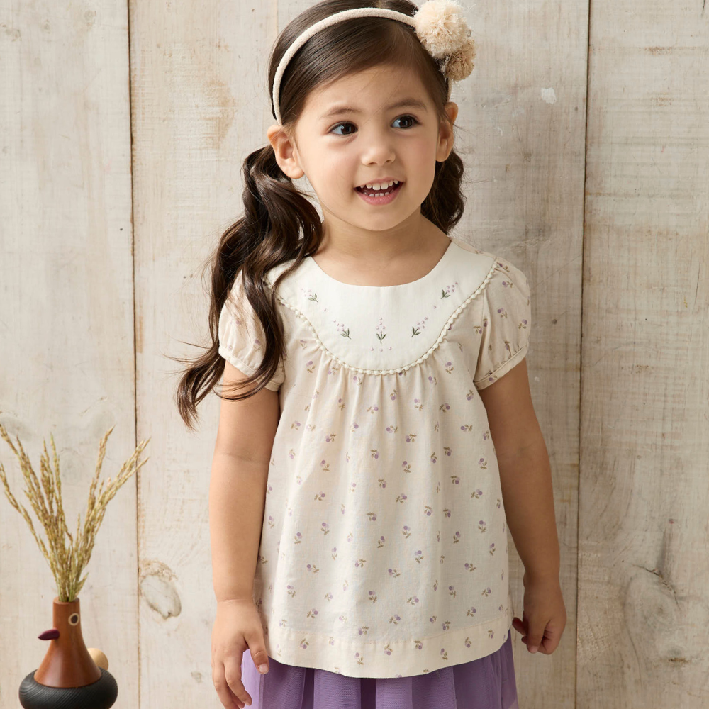 PIPPY優雅小花園領純棉上衣 米