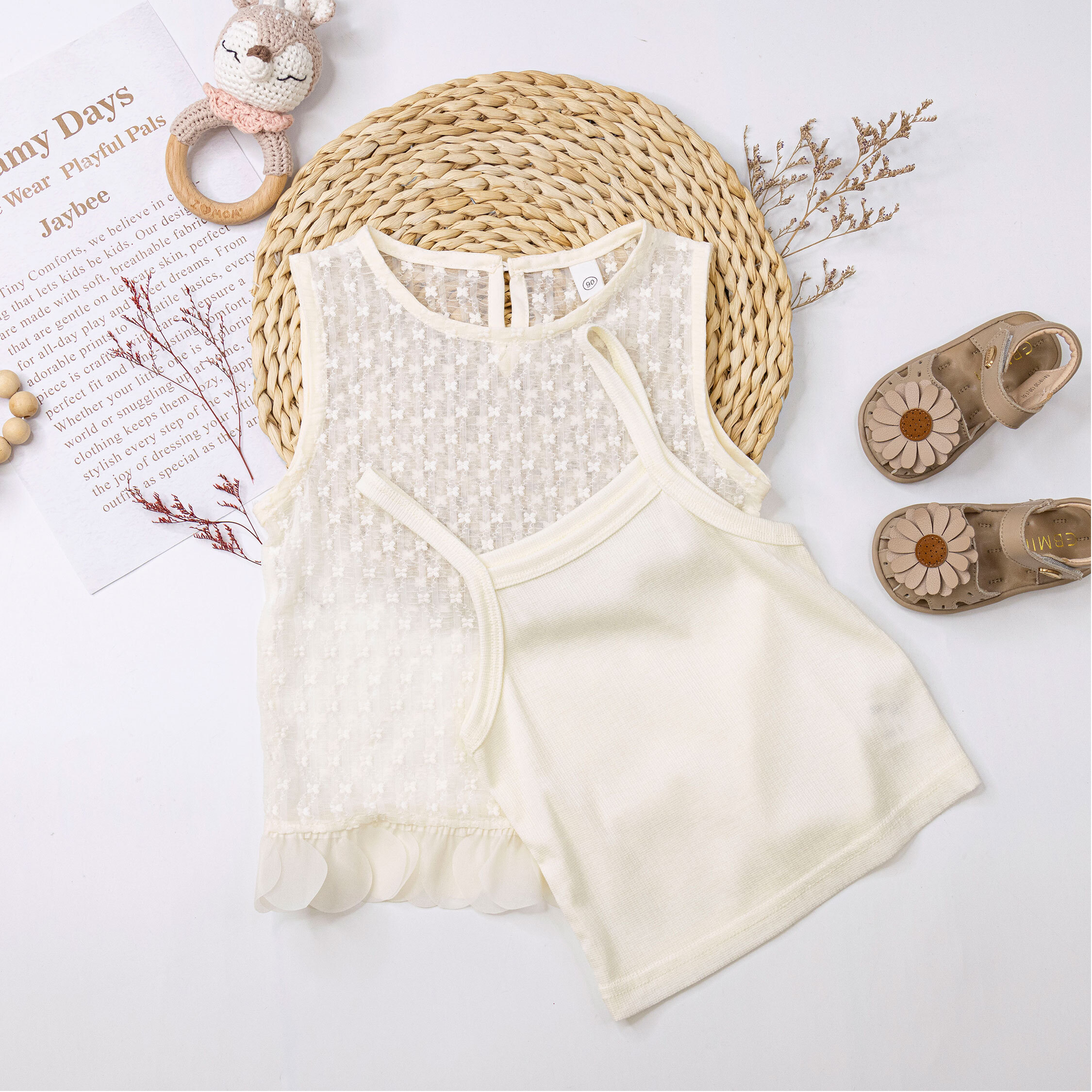 【H50514】氣質小花卉層次薄紗套裝/上衣