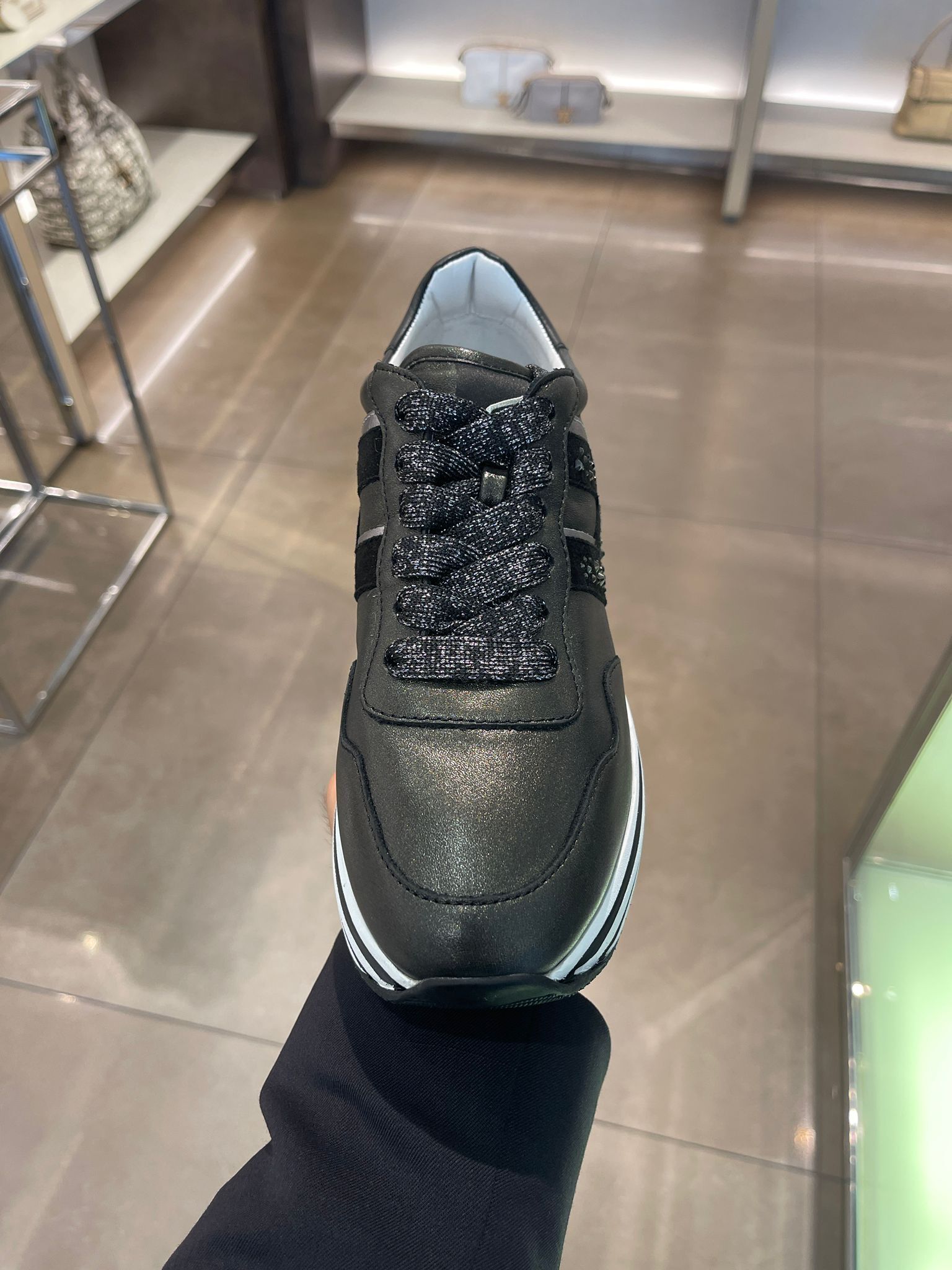 Tods Hogan HXW483 Rhinstone H Sneaker Black