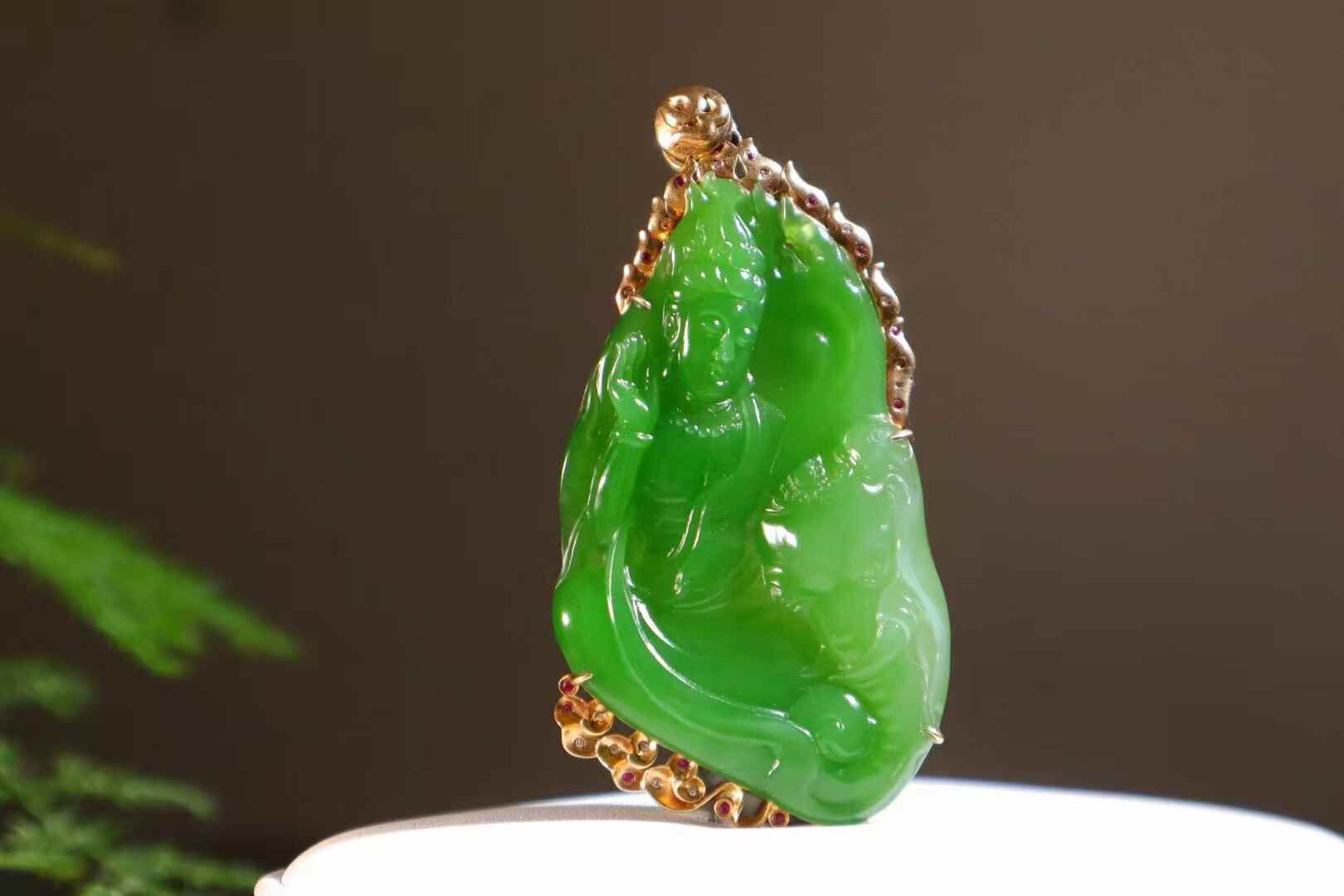 61874 和田玉碧玉普賢菩薩