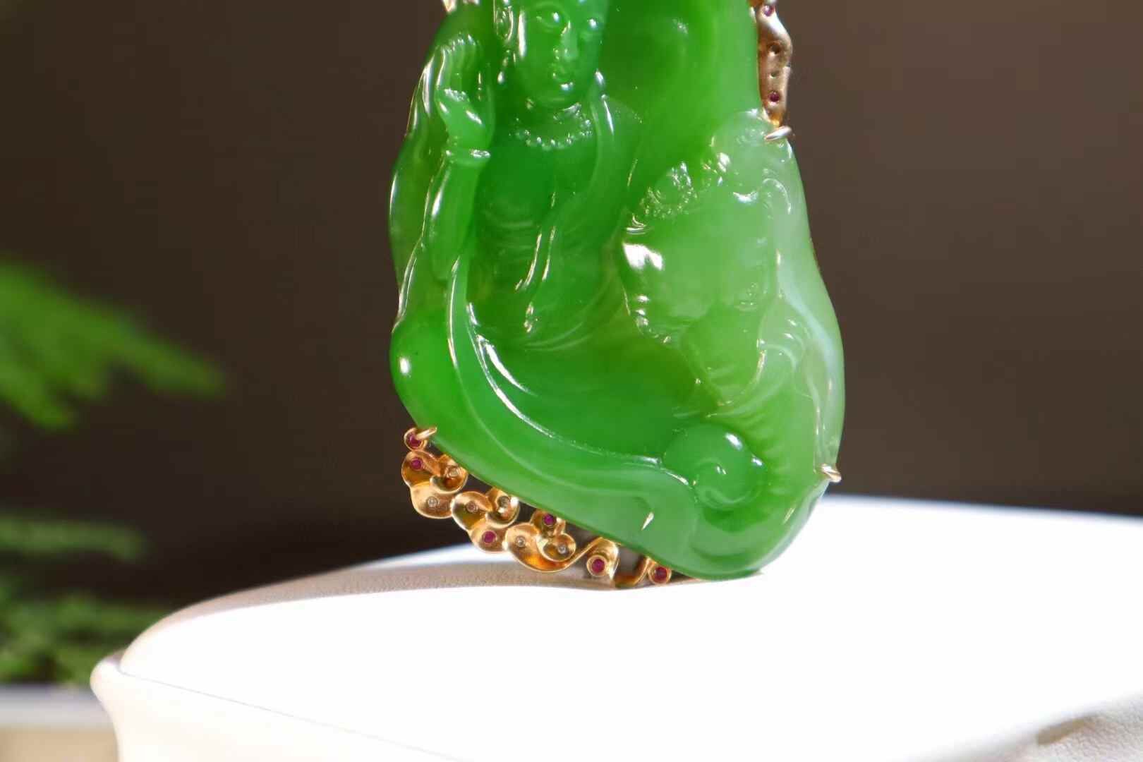 和田玉碧玉普賢菩薩,天然和田玉軟玉