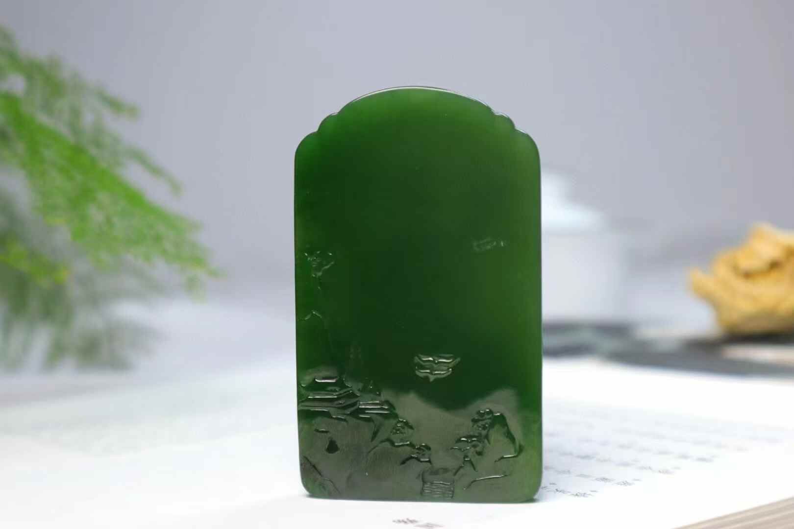 61876 和田玉冰底碧玉普賢菩薩