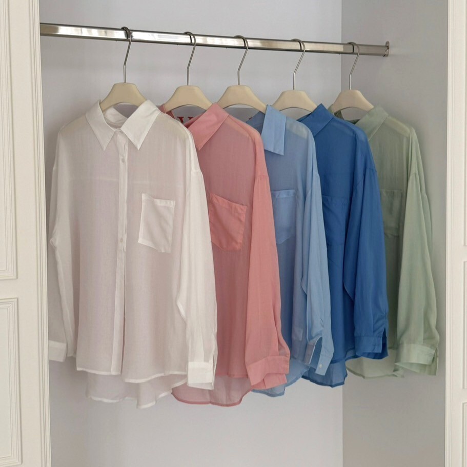 果凍晨光 輕透膚糖果色襯衫