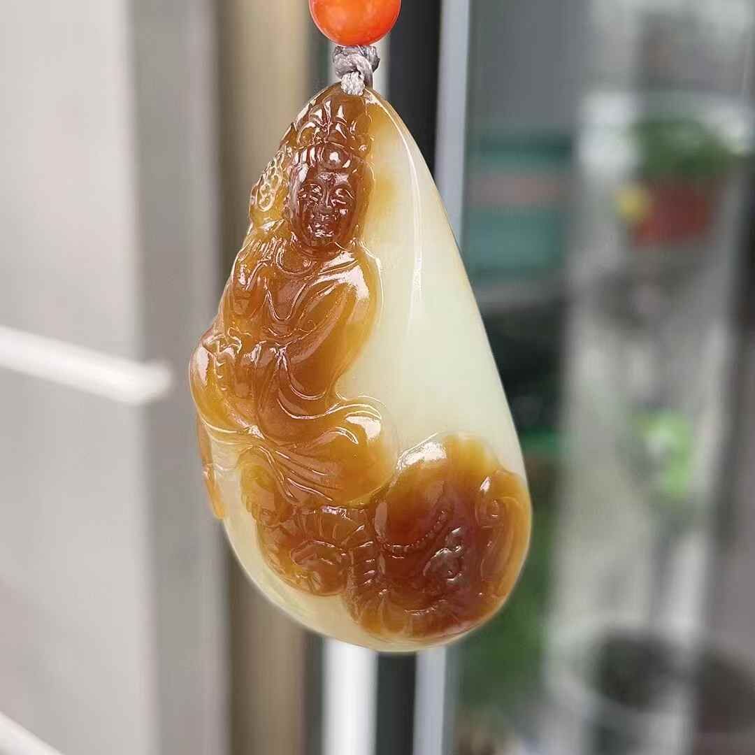 和田玉且末糖白普賢菩薩,天然和田玉軟玉