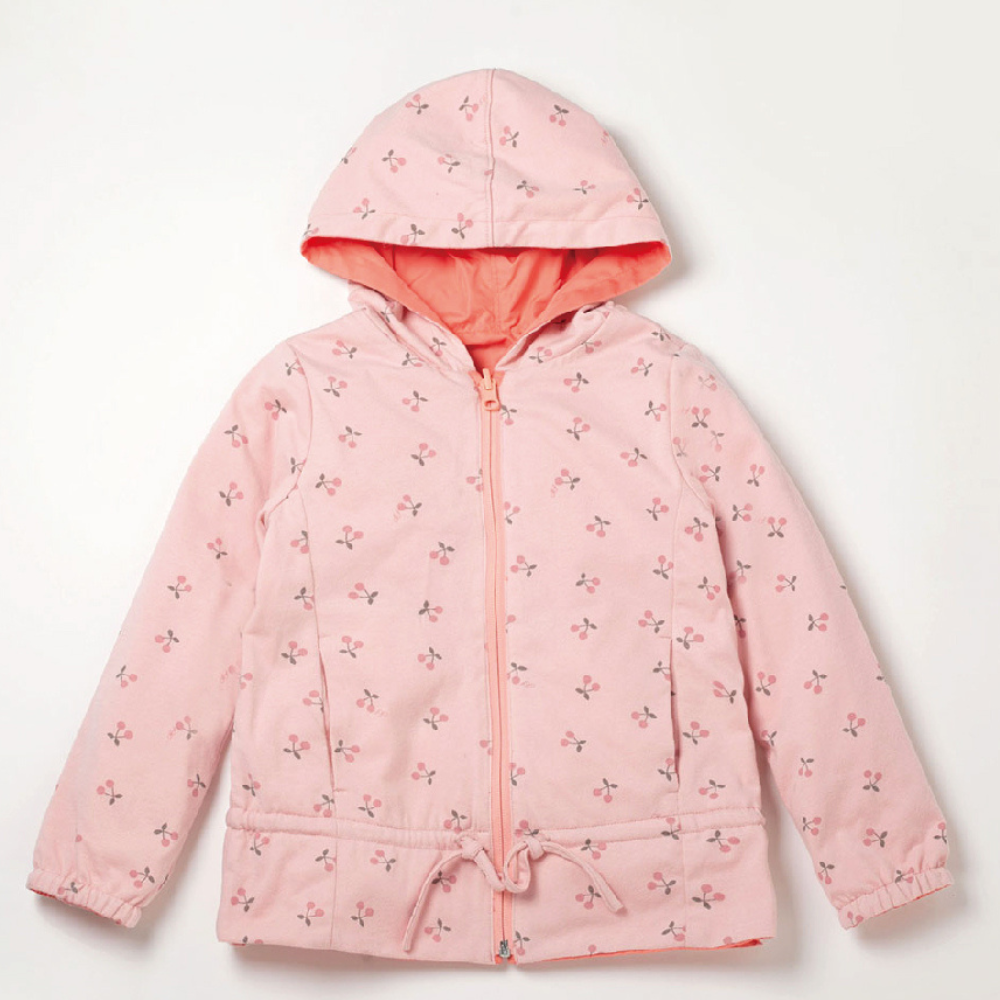 PIPPY 可愛櫻桃印花雙面穿連帽外套 粉紅
