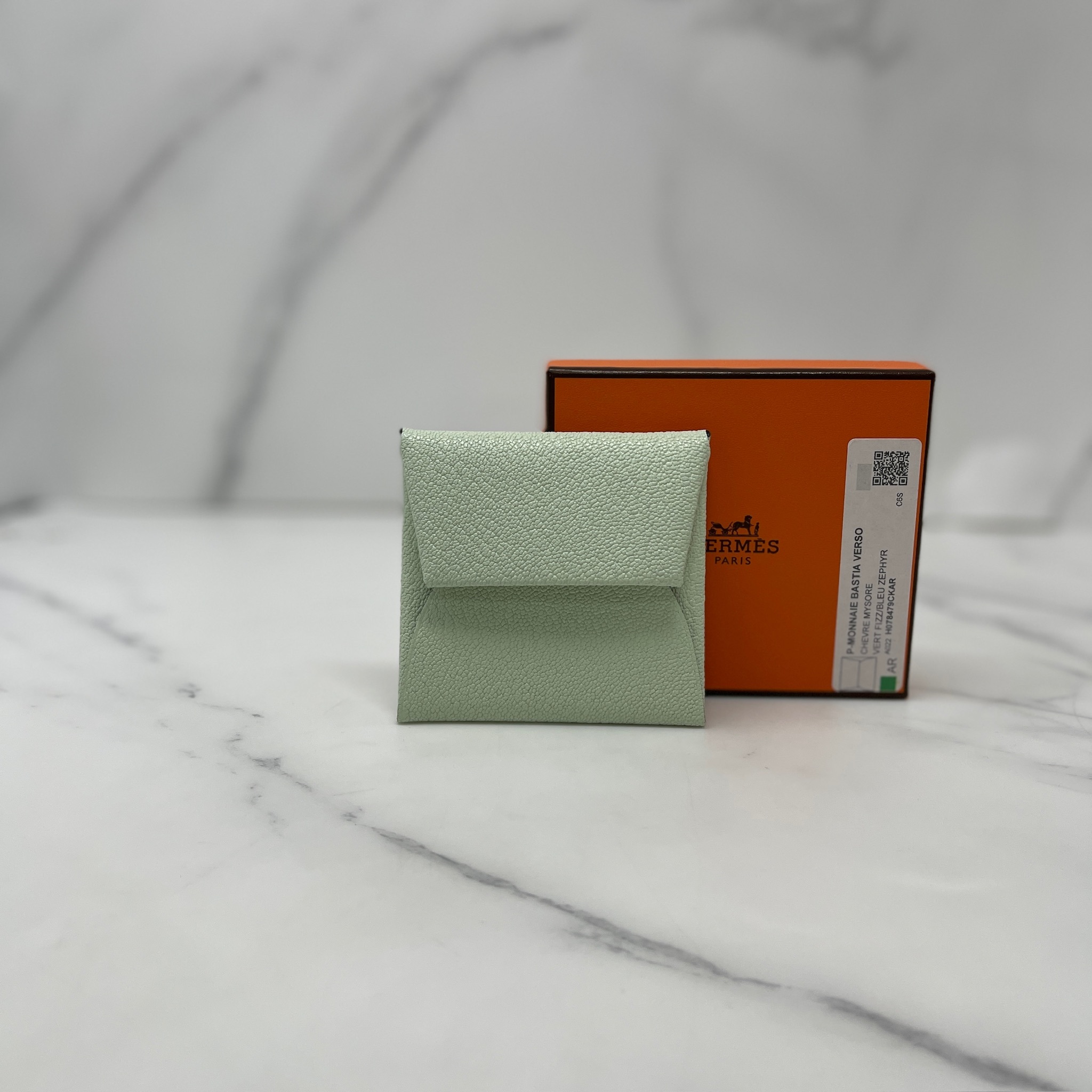 Hermes Bastia Change Purse（Vert Fizz / Bleu Zephyr）