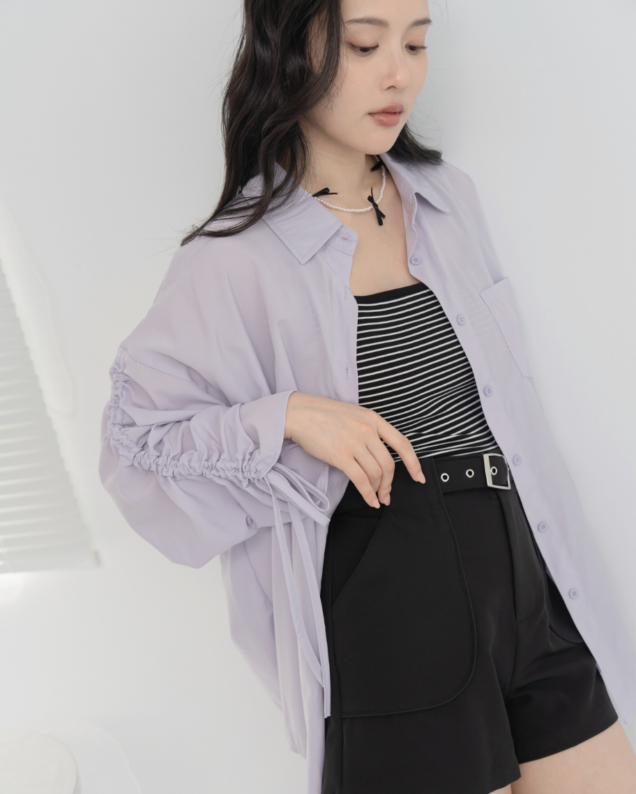 韓系造型抽繩襯衫