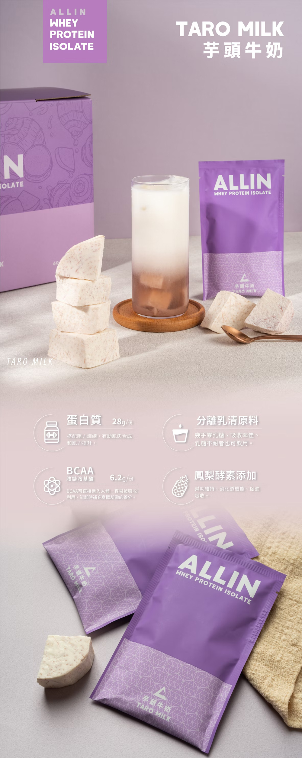 ALL IN乳清｜分離乳清系列｜芋頭牛奶