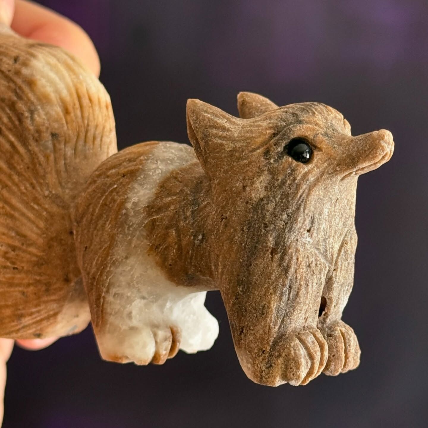 [原石] 白水晶簇 狐狸 水晶擺飾