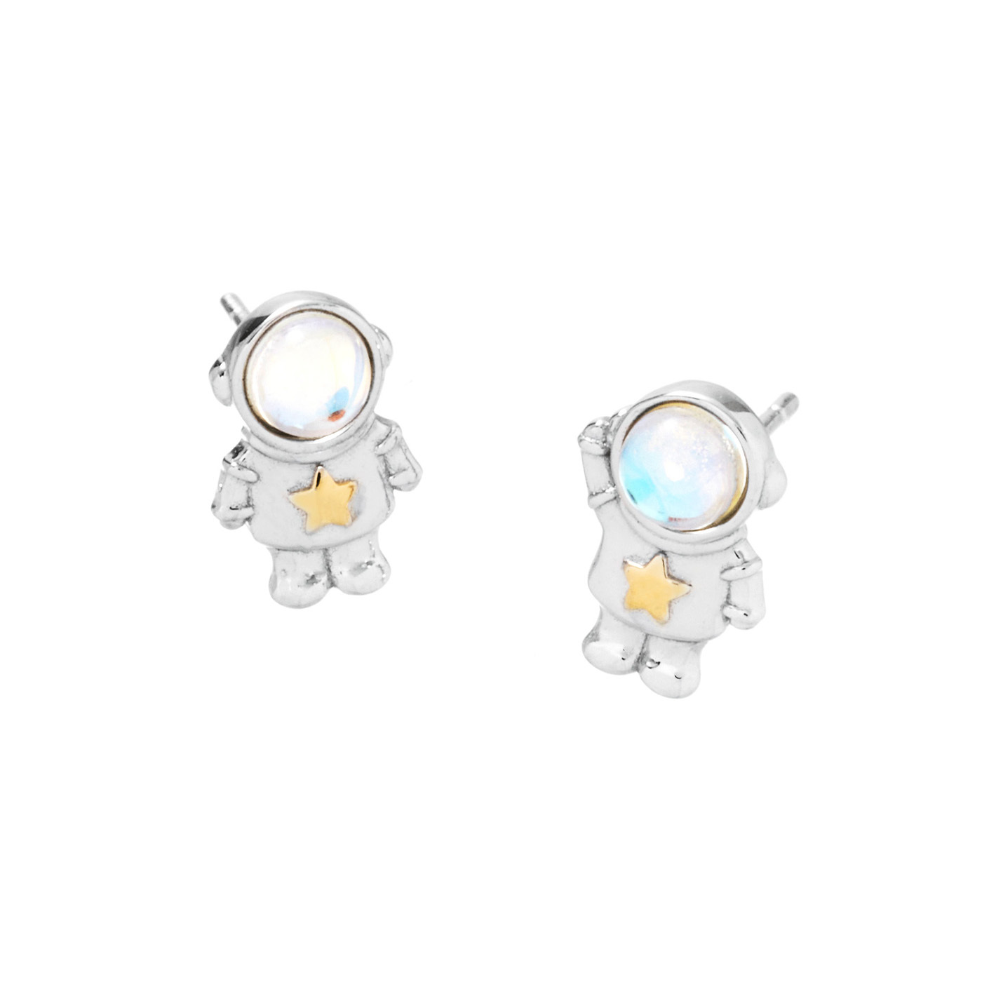 平價飾品,純銀,人工月光石,太空人,耳環
