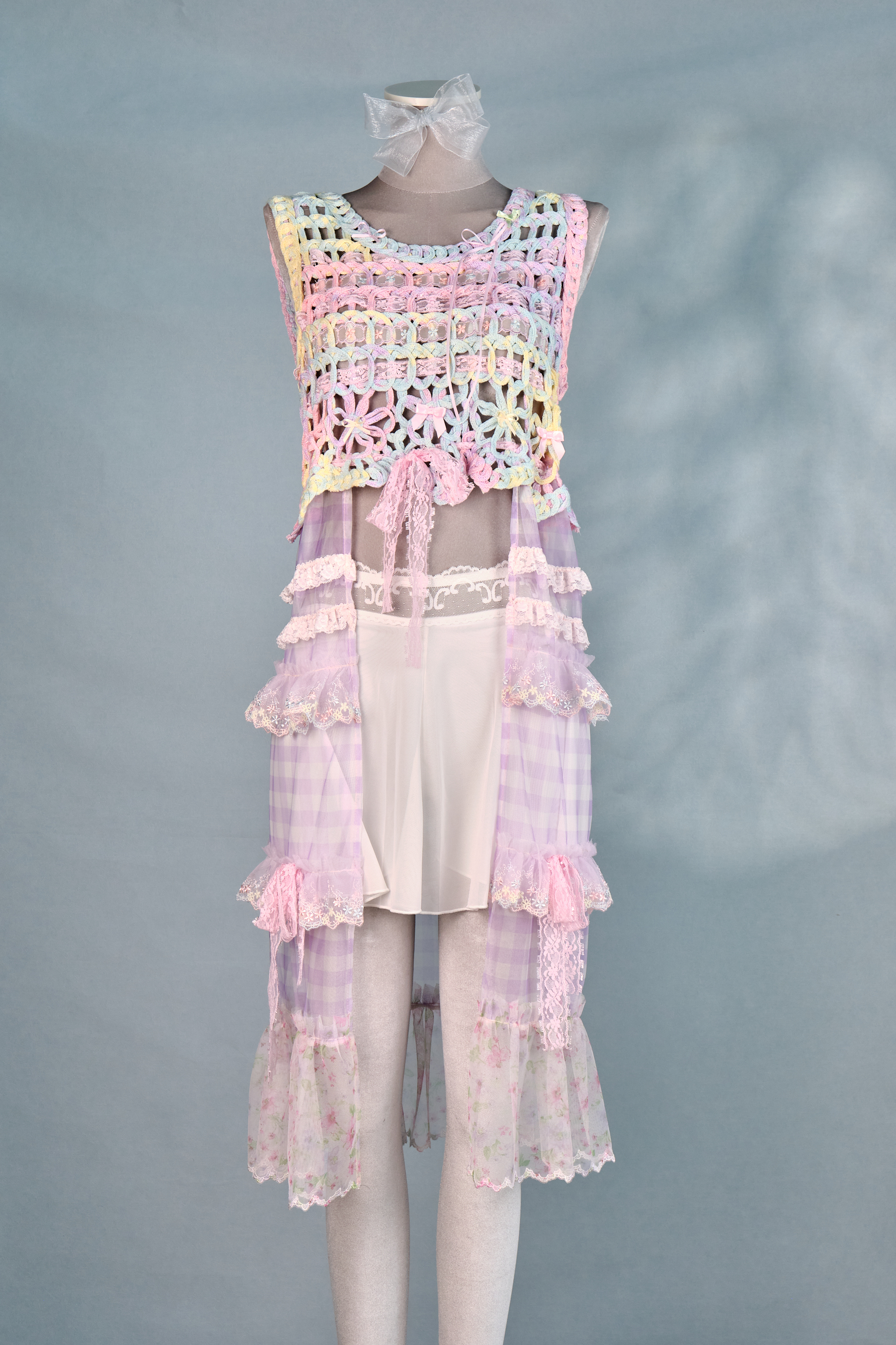 12319 Knitted Vest-Style Slit Long Dress Cover