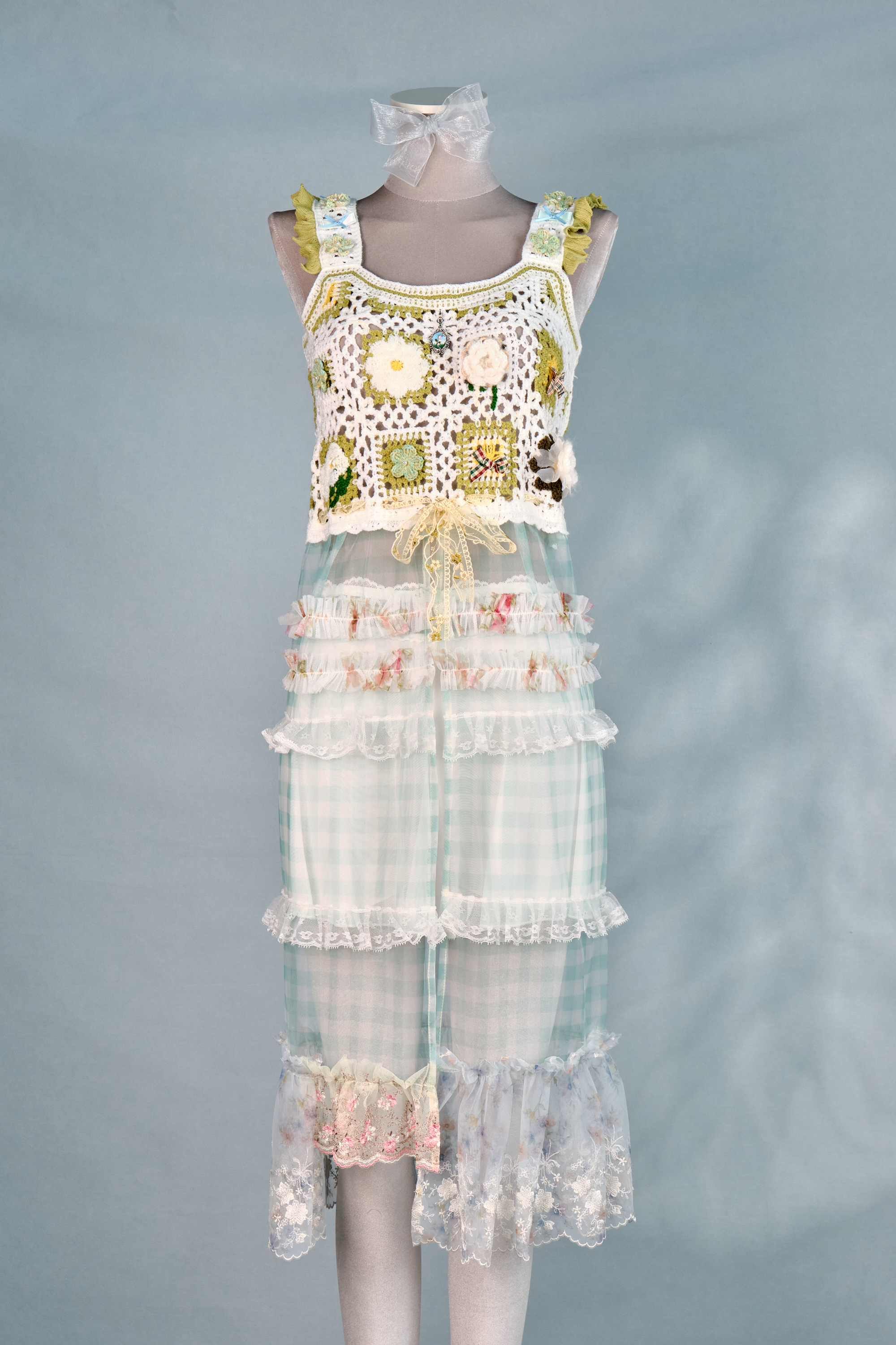 12322 Knitted Vest-Style Slit Long Dress Cover