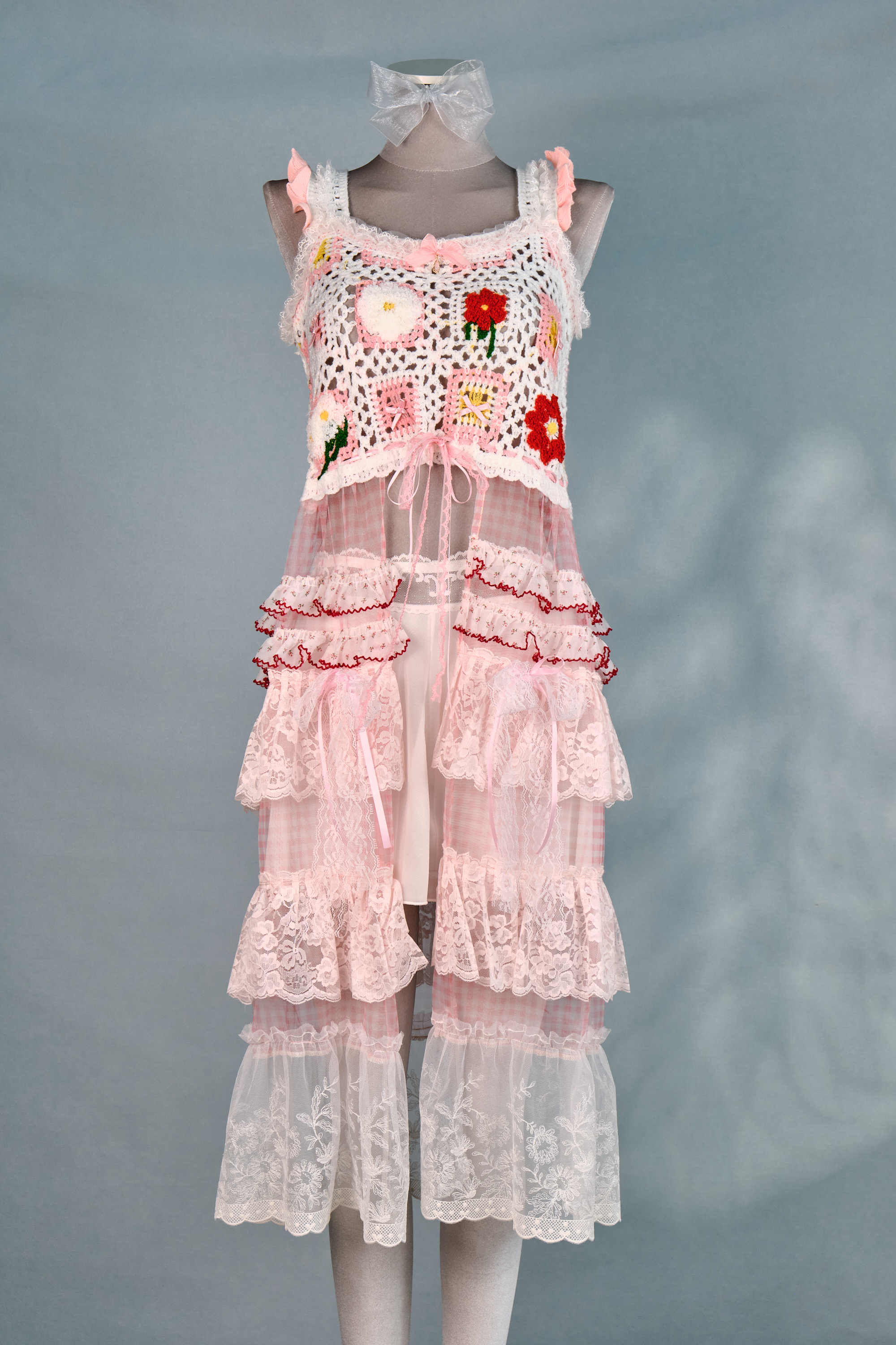 12323 Knitted Vest-Style Slit Long Dress Cover