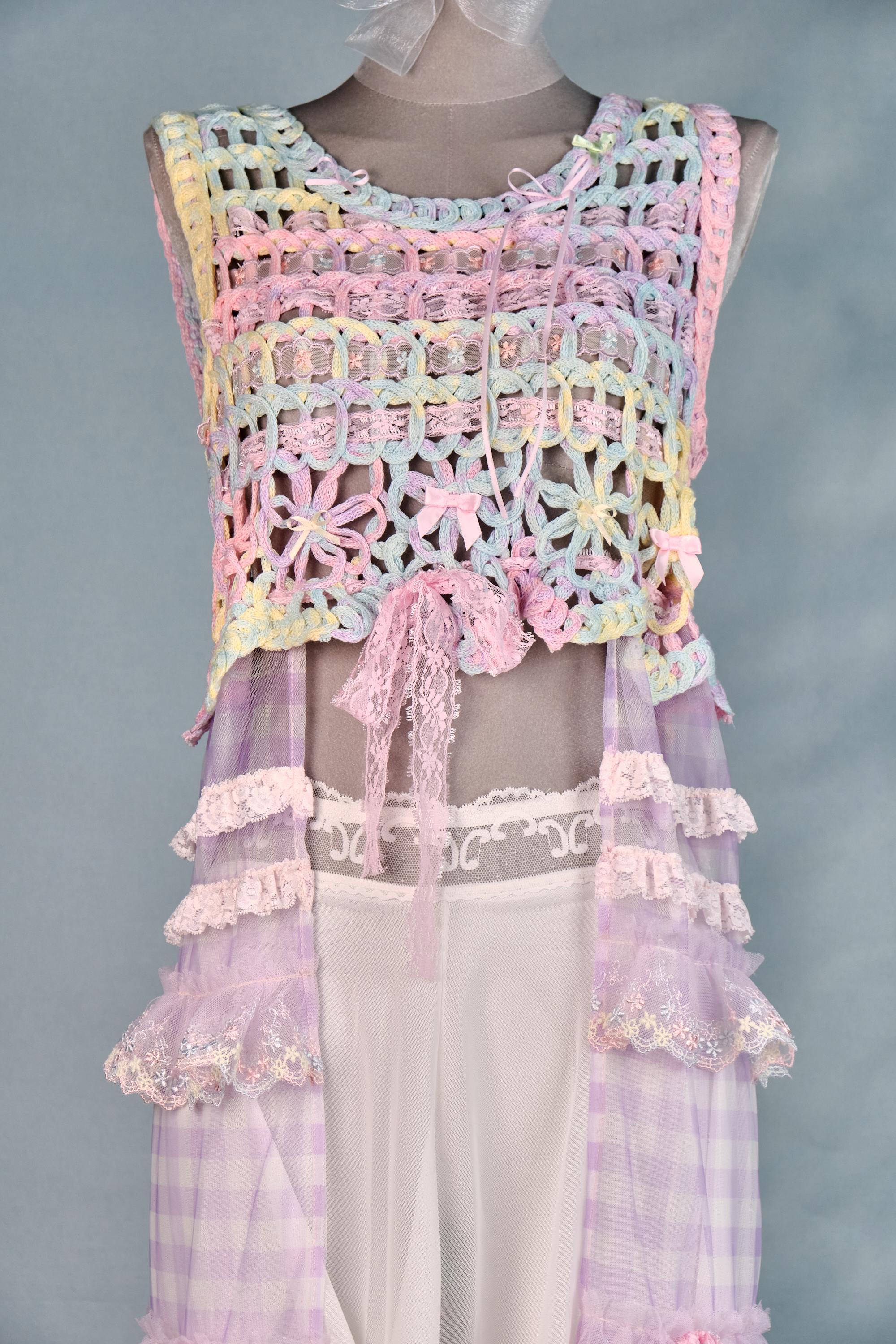 12319 Knitted Vest-Style Slit Long Dress Cover