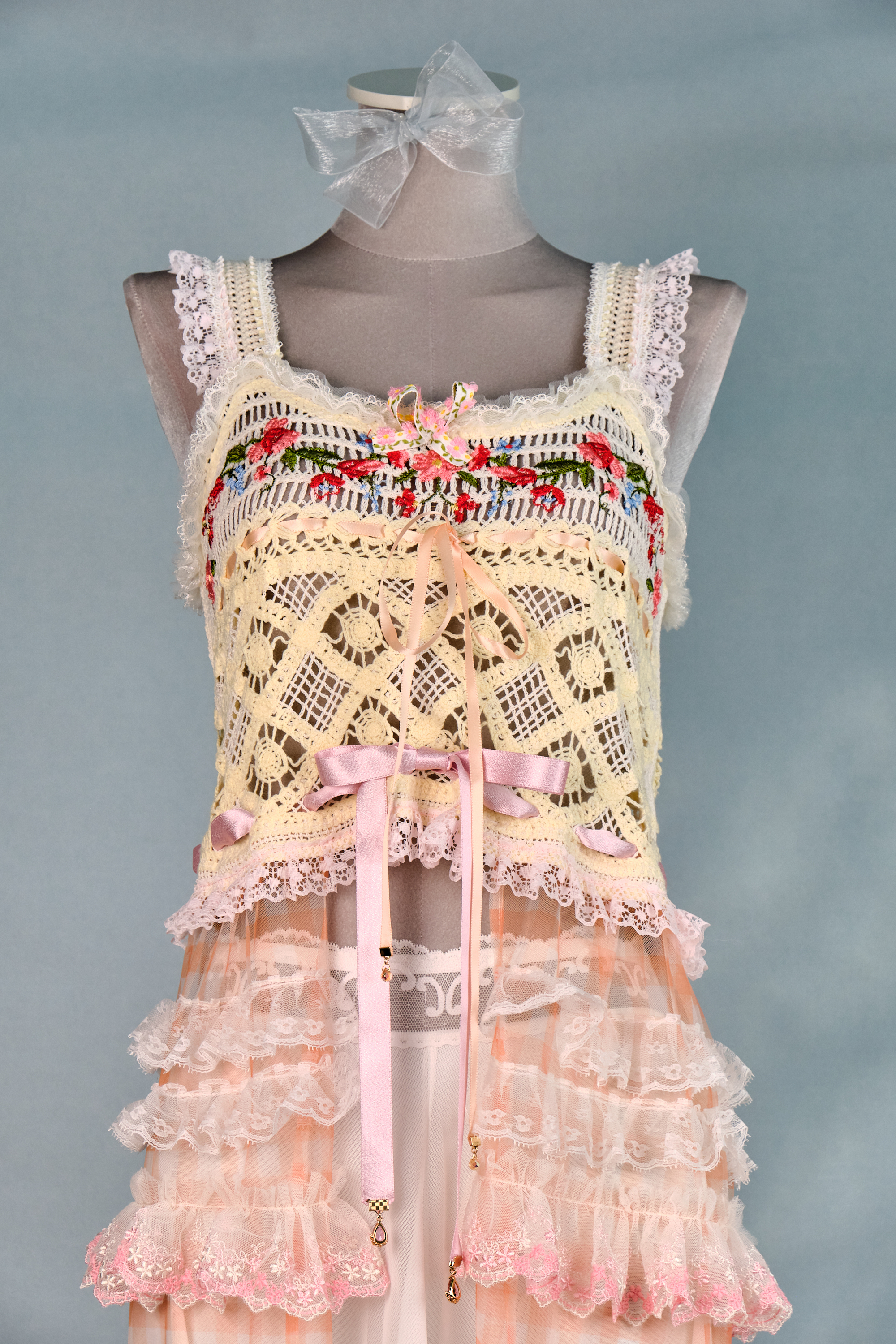 12324 Knitted Vest-Style Slit Long Dress Cover