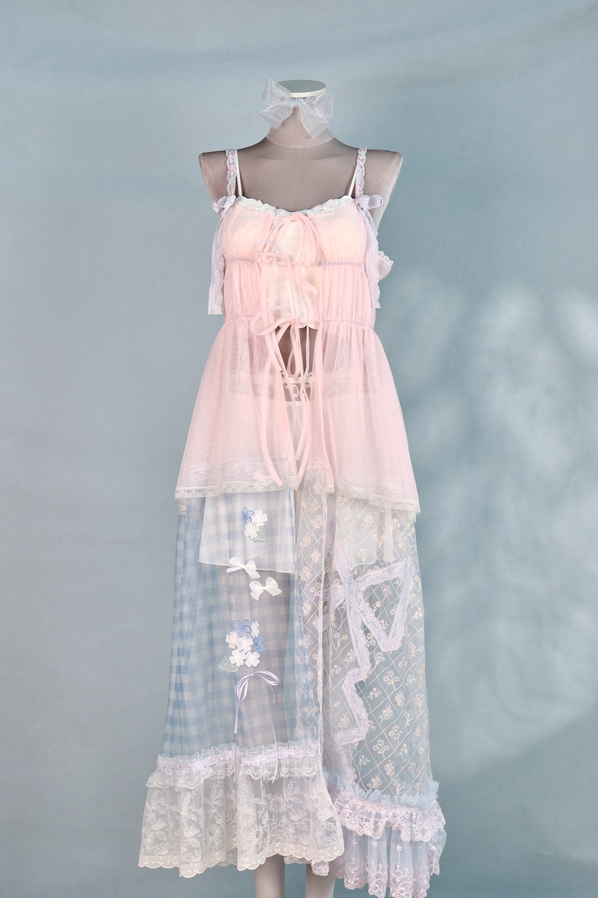 12328 Colorful Sheer Suspender Open-Chest Long Dress Cover/Jacket