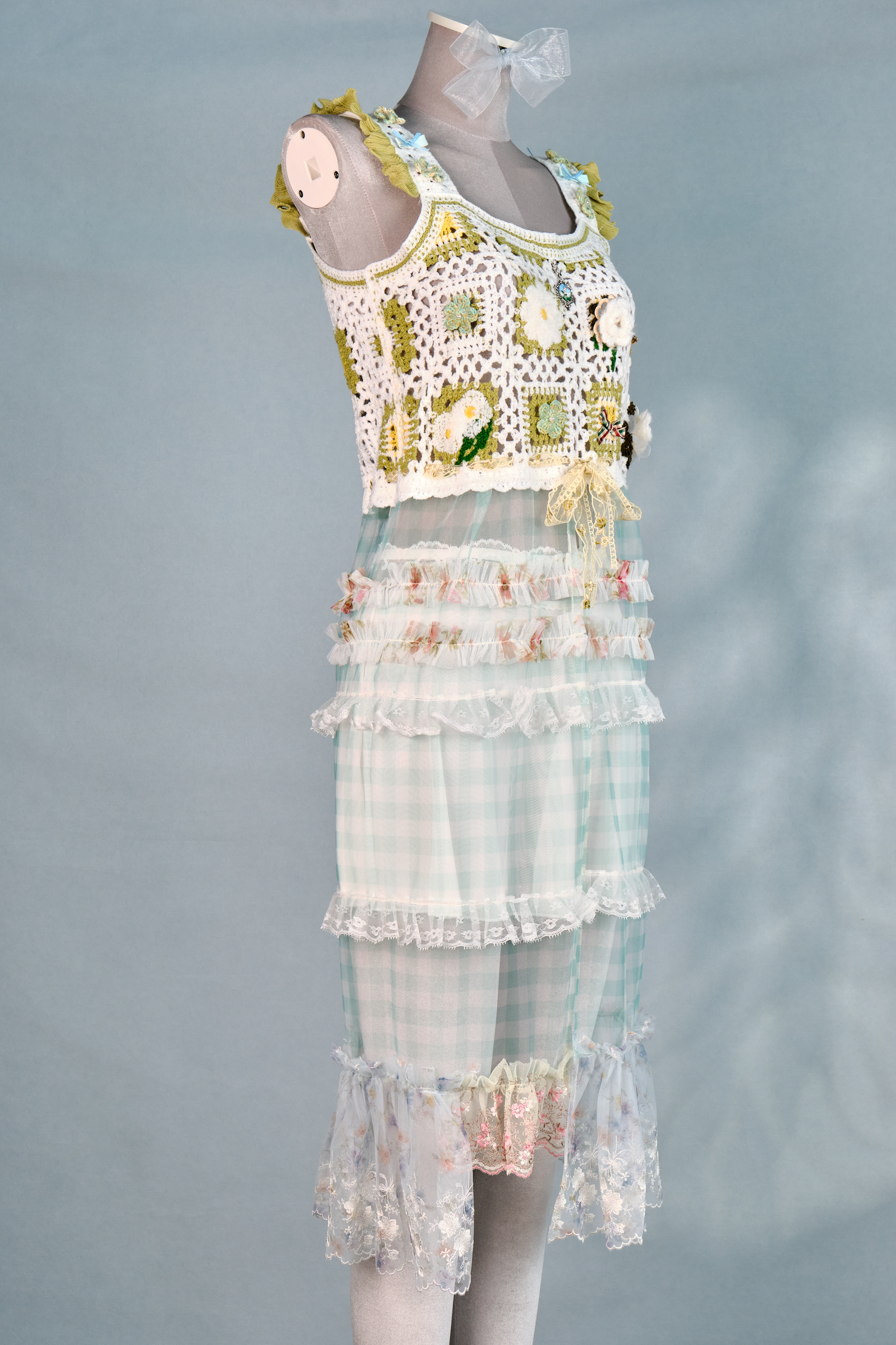 12322 Knitted Vest-Style Slit Long Dress Cover