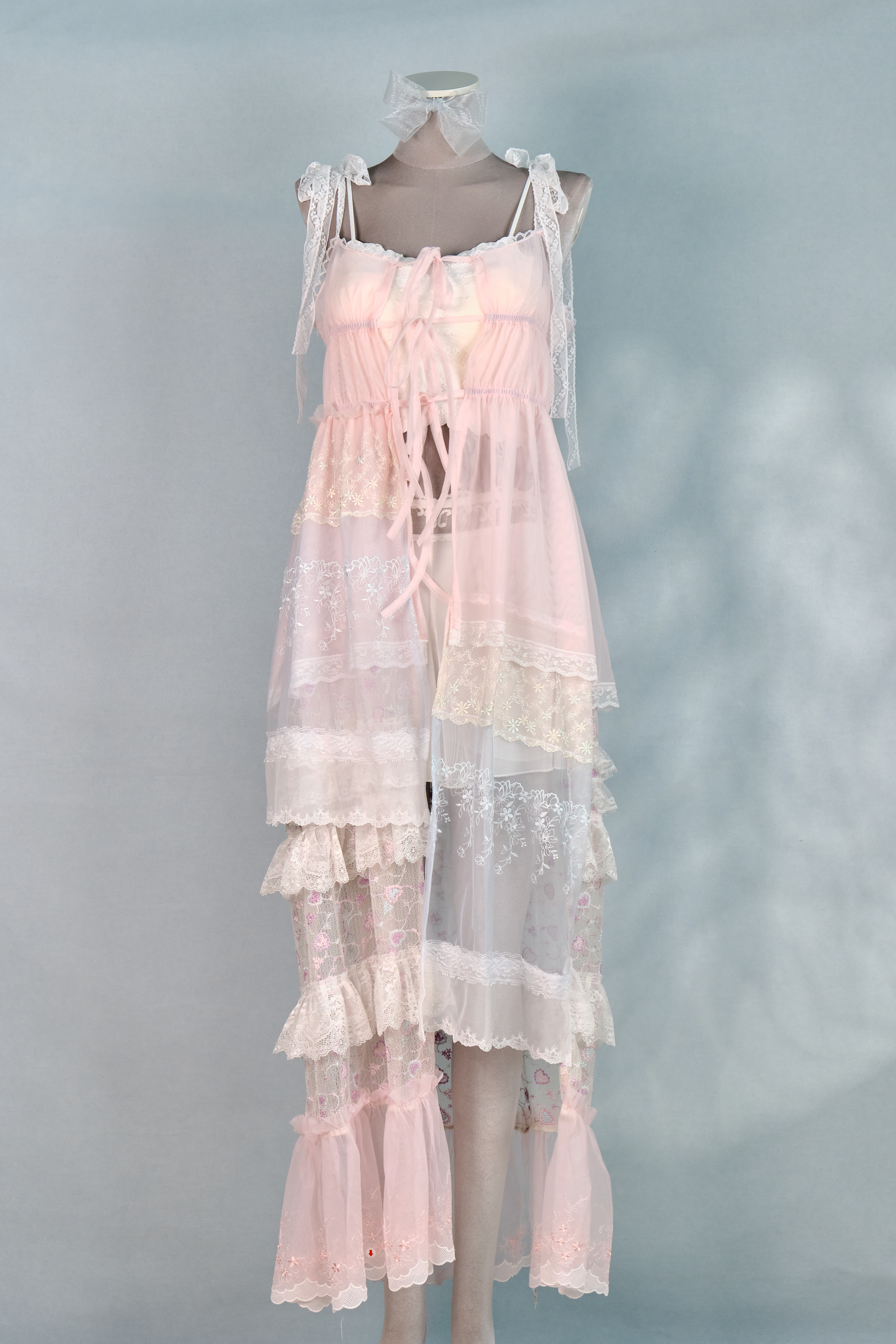 12330 Colorful Sheer Suspender Open-Chest Long Dress Cover/Jacket