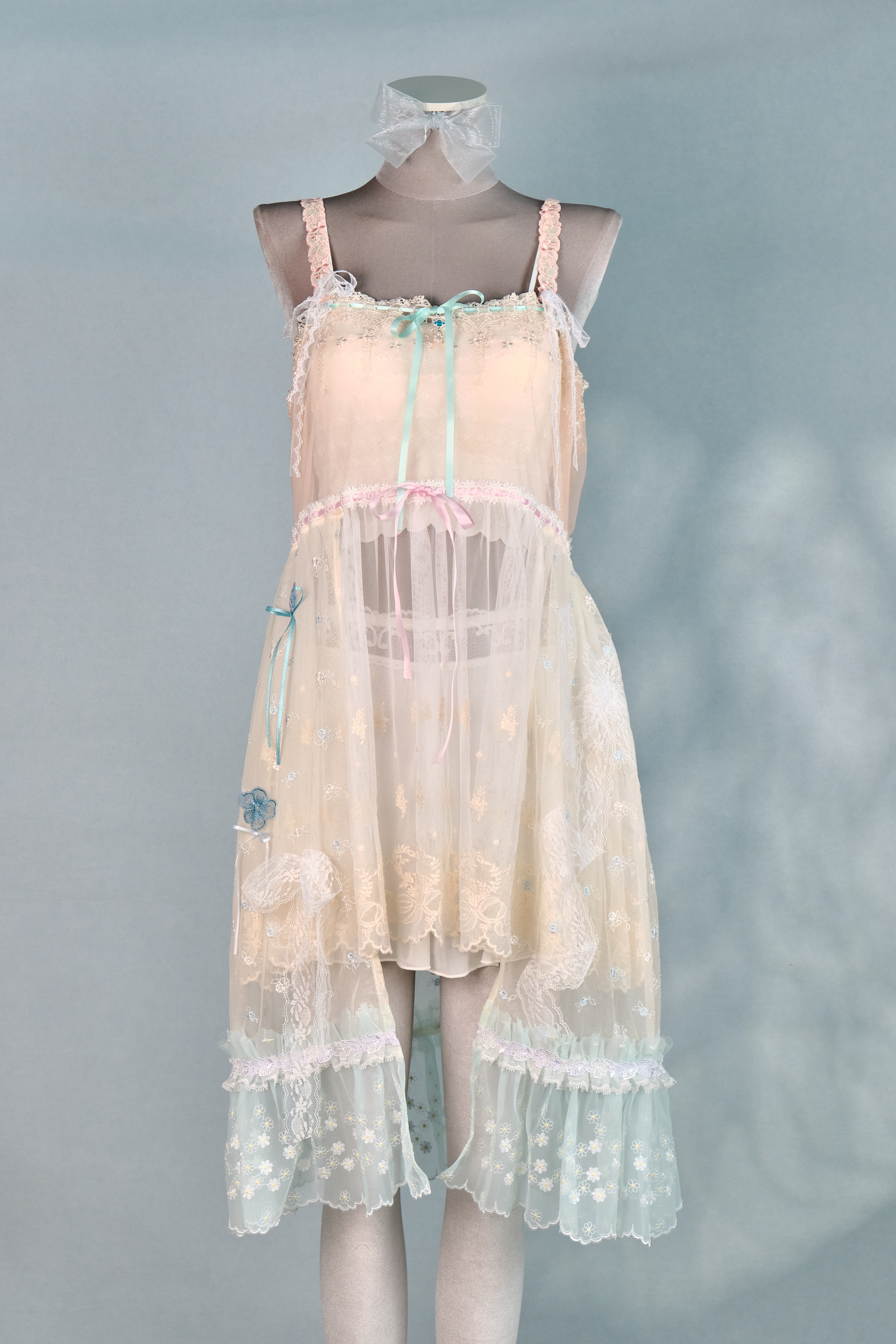 12331 Colorful Sheer Suspender Open-Chest Long Dress Cover/Jacket
