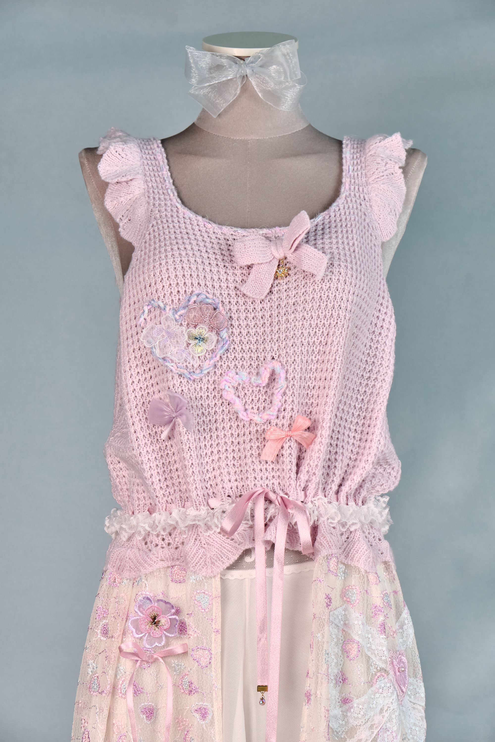 12325 Knitted Vest-Style Slit Long Dress Cover