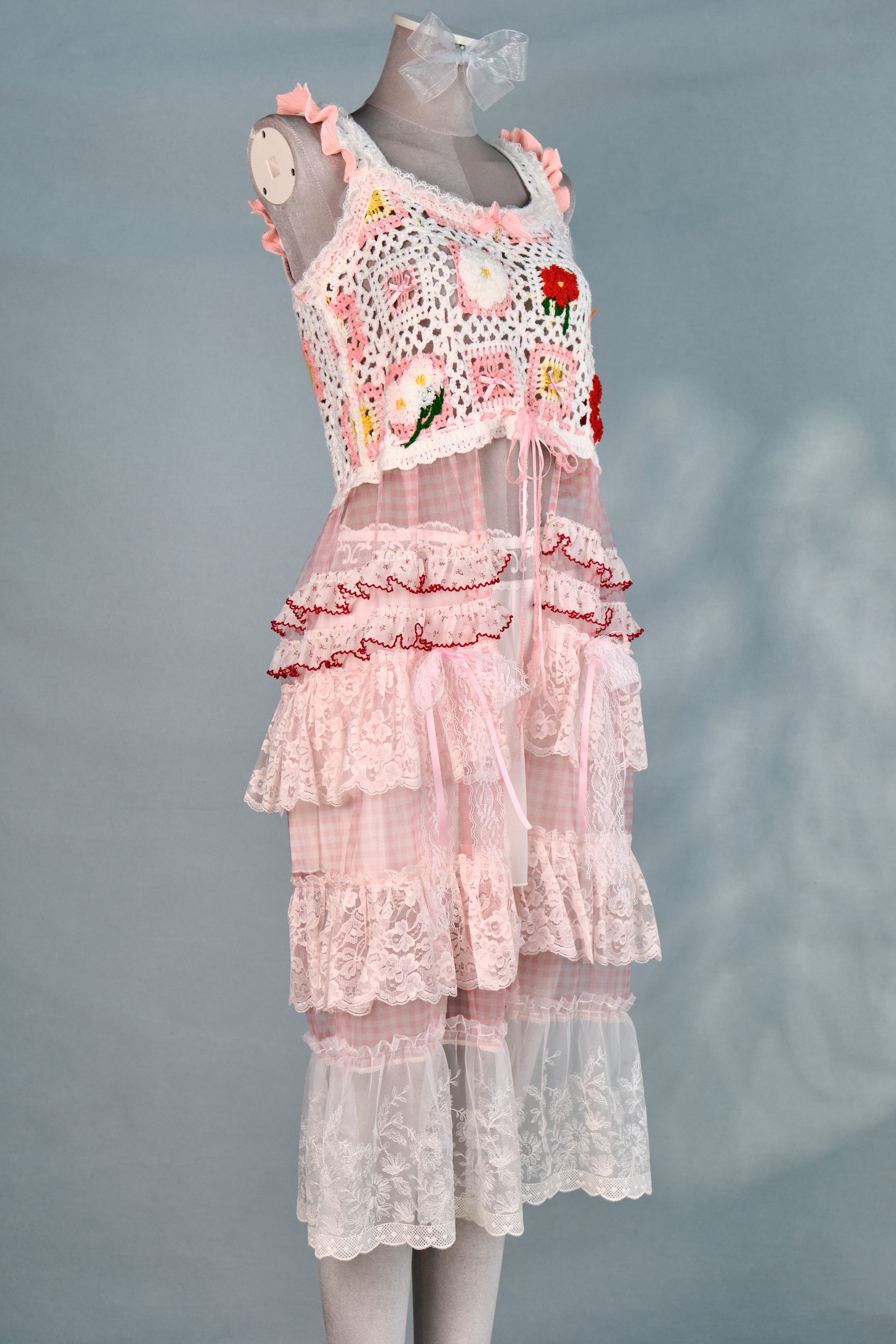 12323 Knitted Vest-Style Slit Long Dress Cover