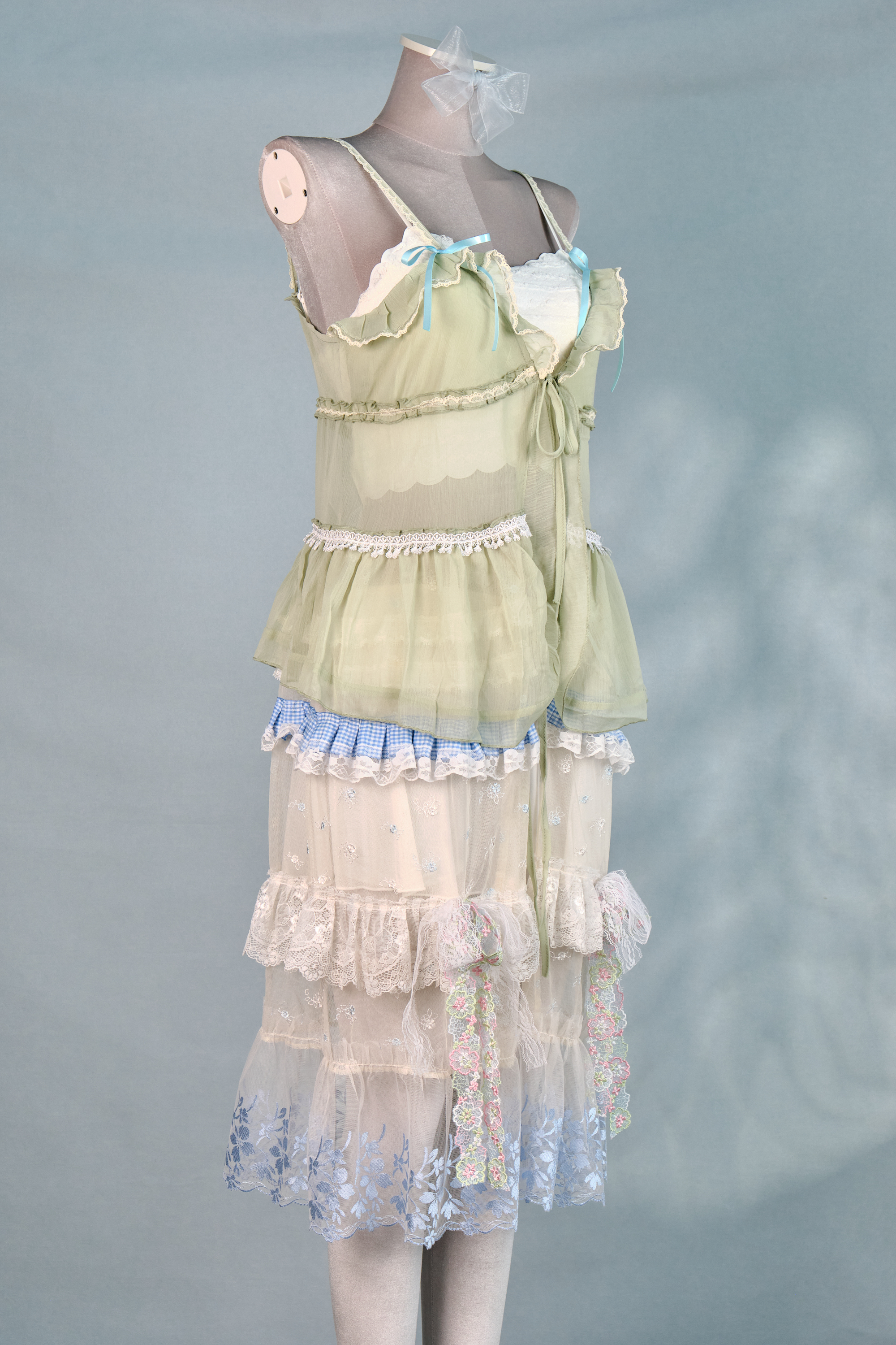 12327 Colorful Sheer Suspender Open-Chest Long Dress Cover/Jacket