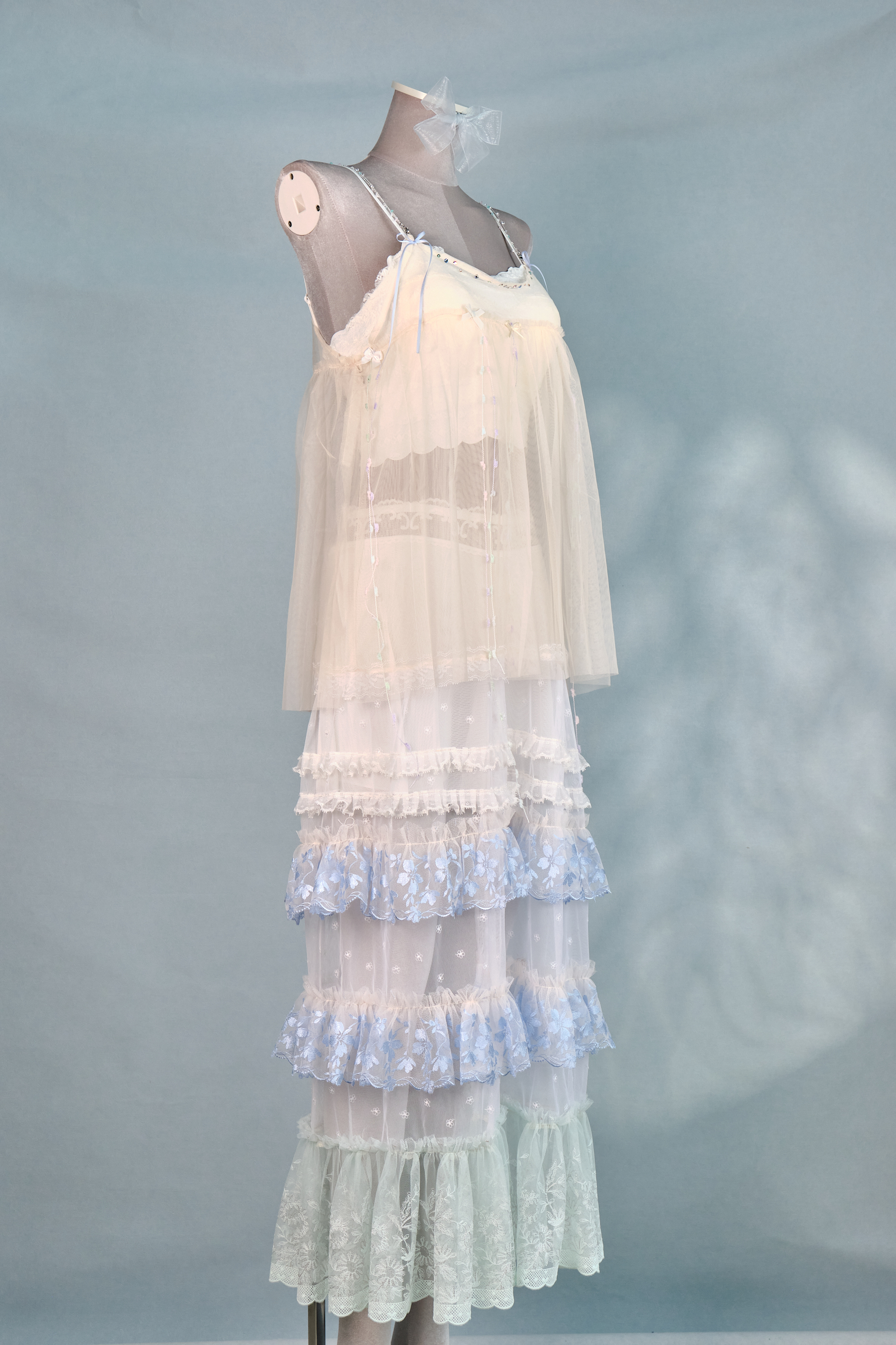 12326 Colorful Sheer Suspender Open-Chest Long Dress Cover/Jacket