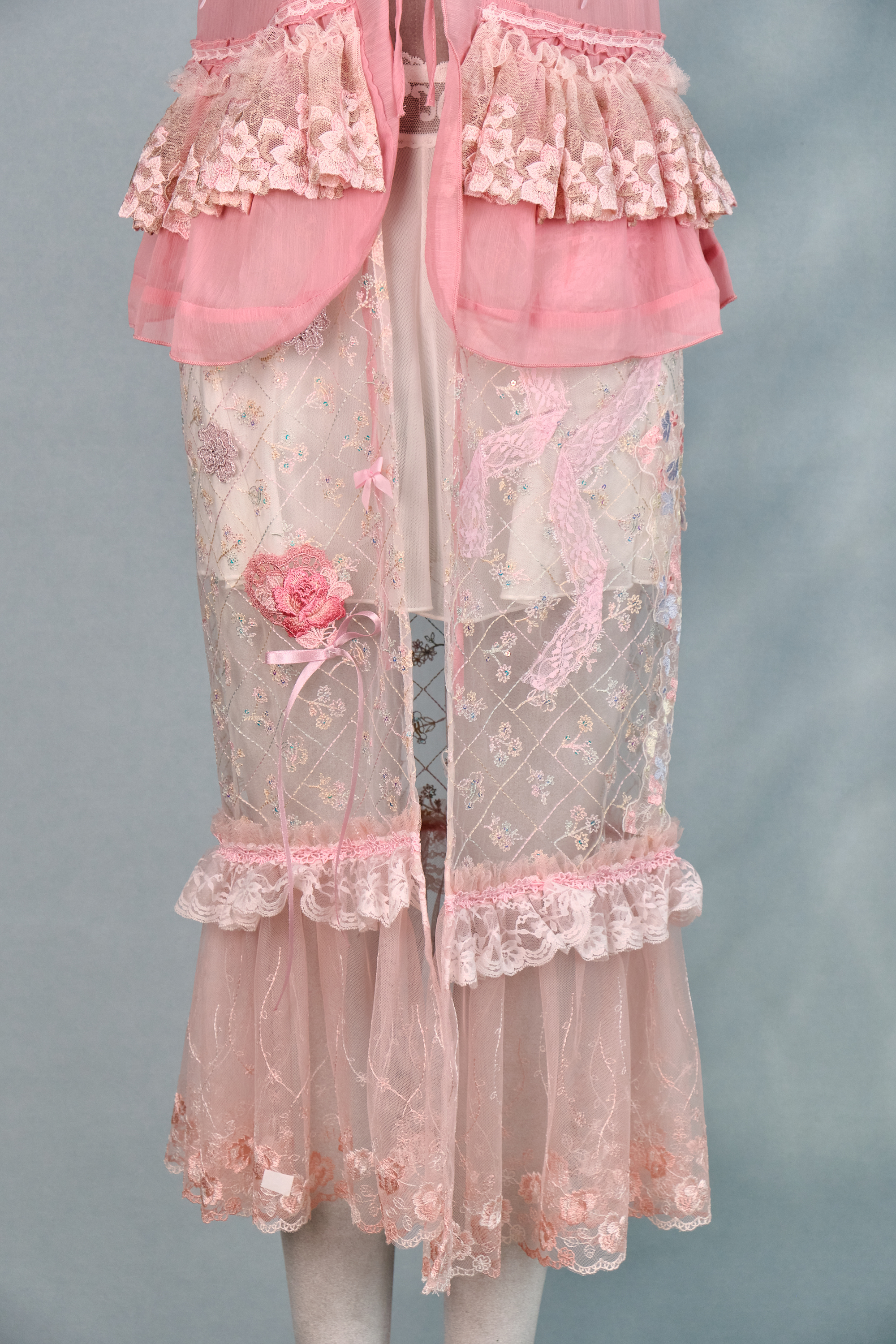 12329 Colorful Sheer Suspender Open-Chest Long Dress Cover/Jacket