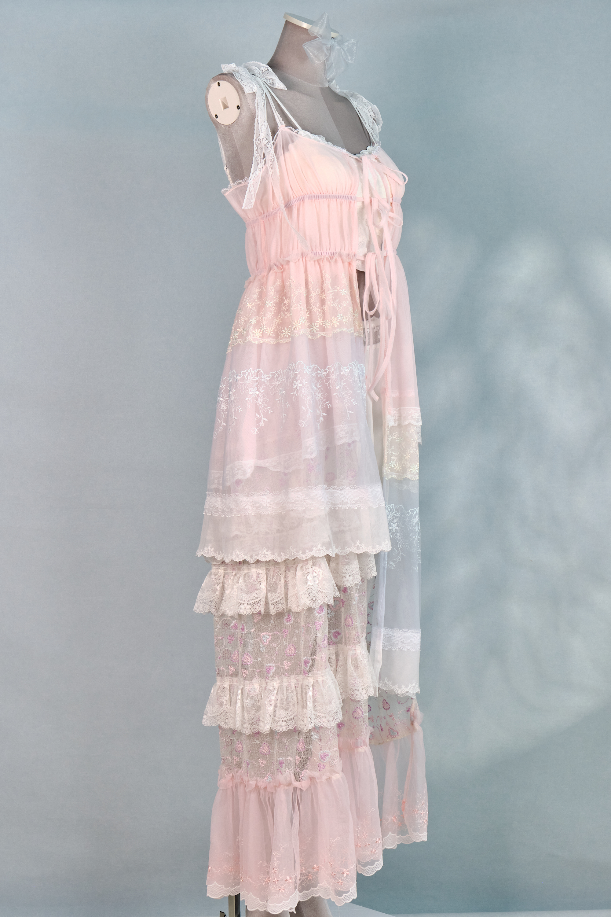 12330 Colorful Sheer Suspender Open-Chest Long Dress Cover/Jacket