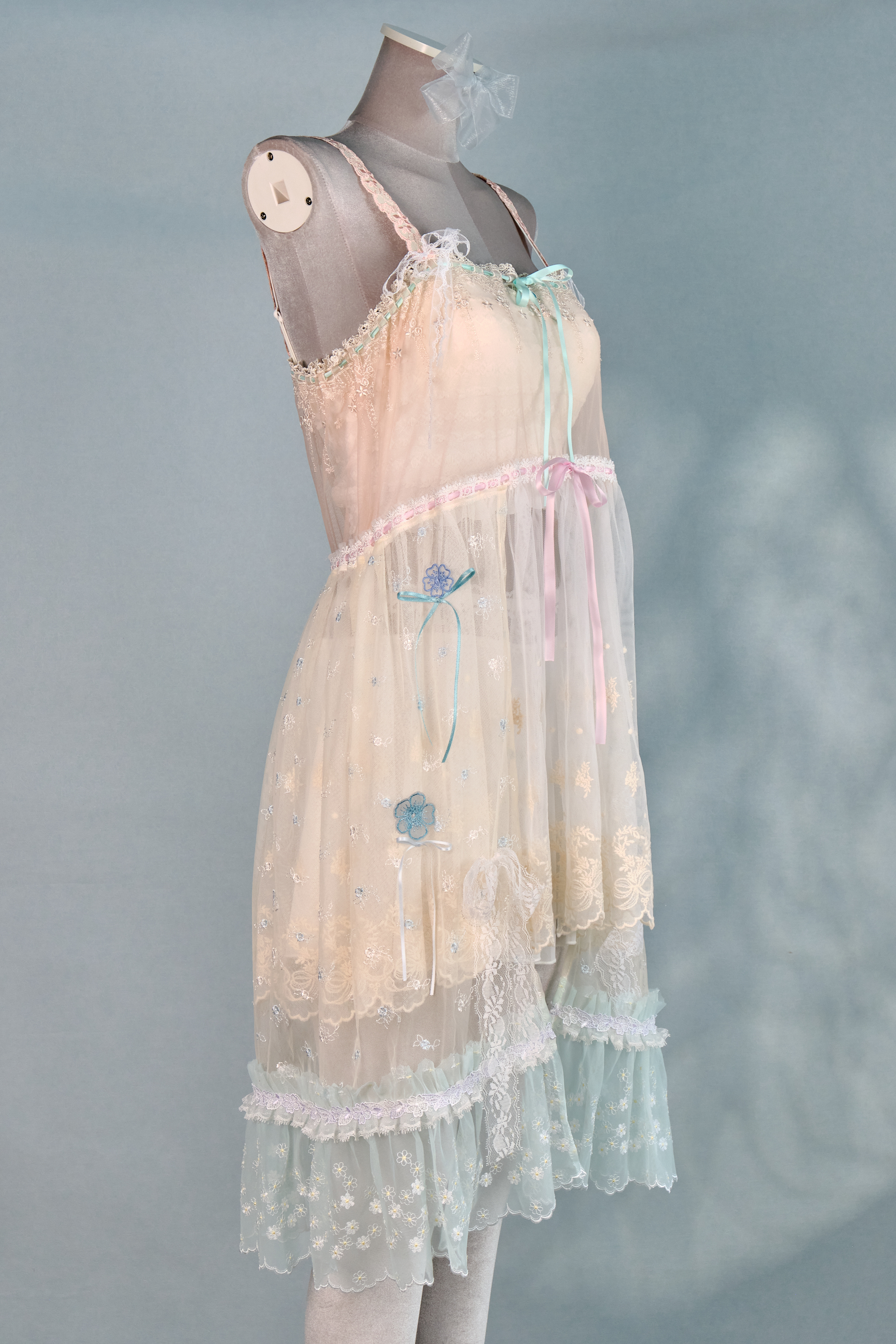 12331 Colorful Sheer Suspender Open-Chest Long Dress Cover/Jacket