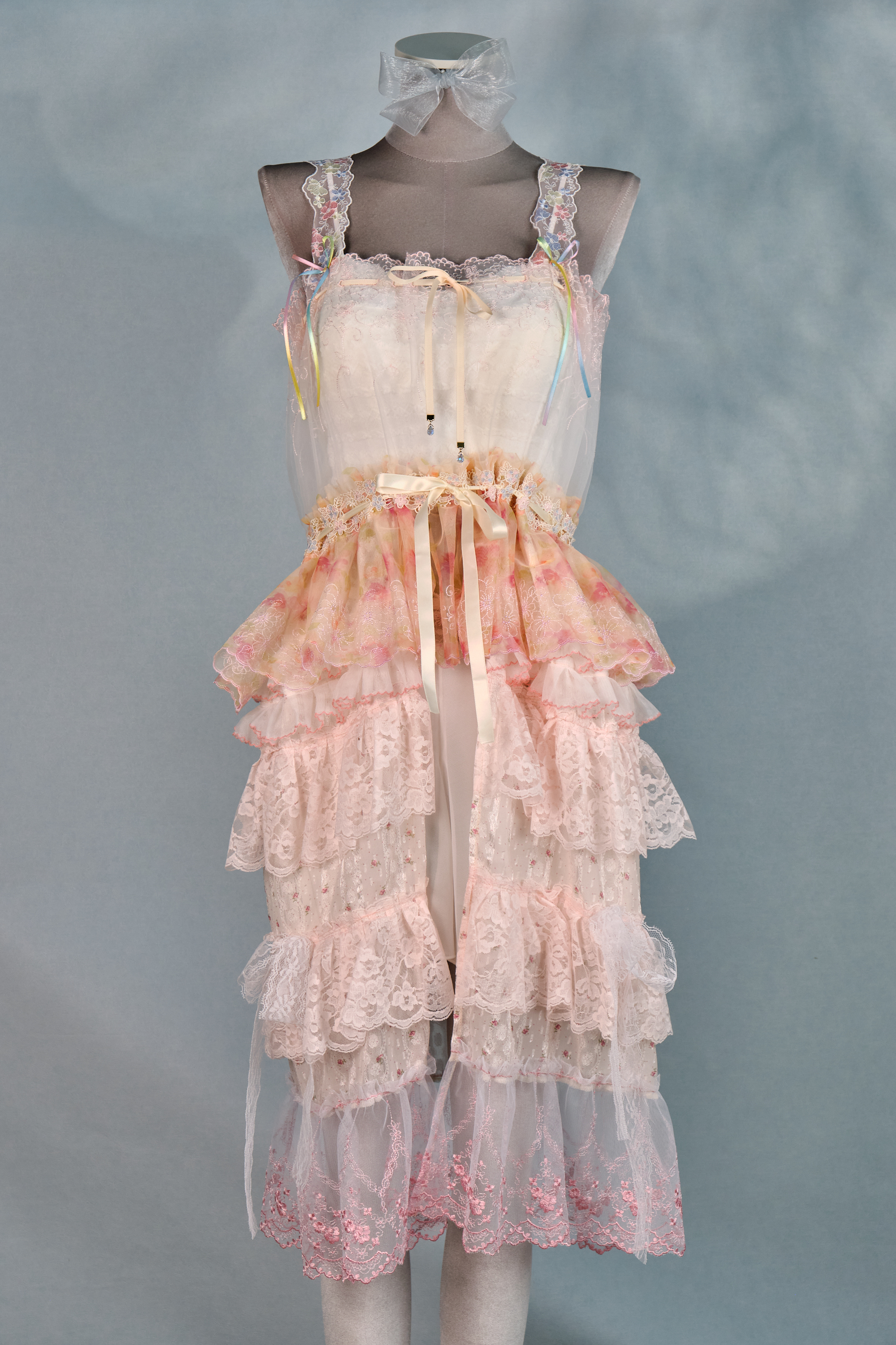 12335 Colorful Sheer Suspender Open-Chest Long Dress Cover/Jacket