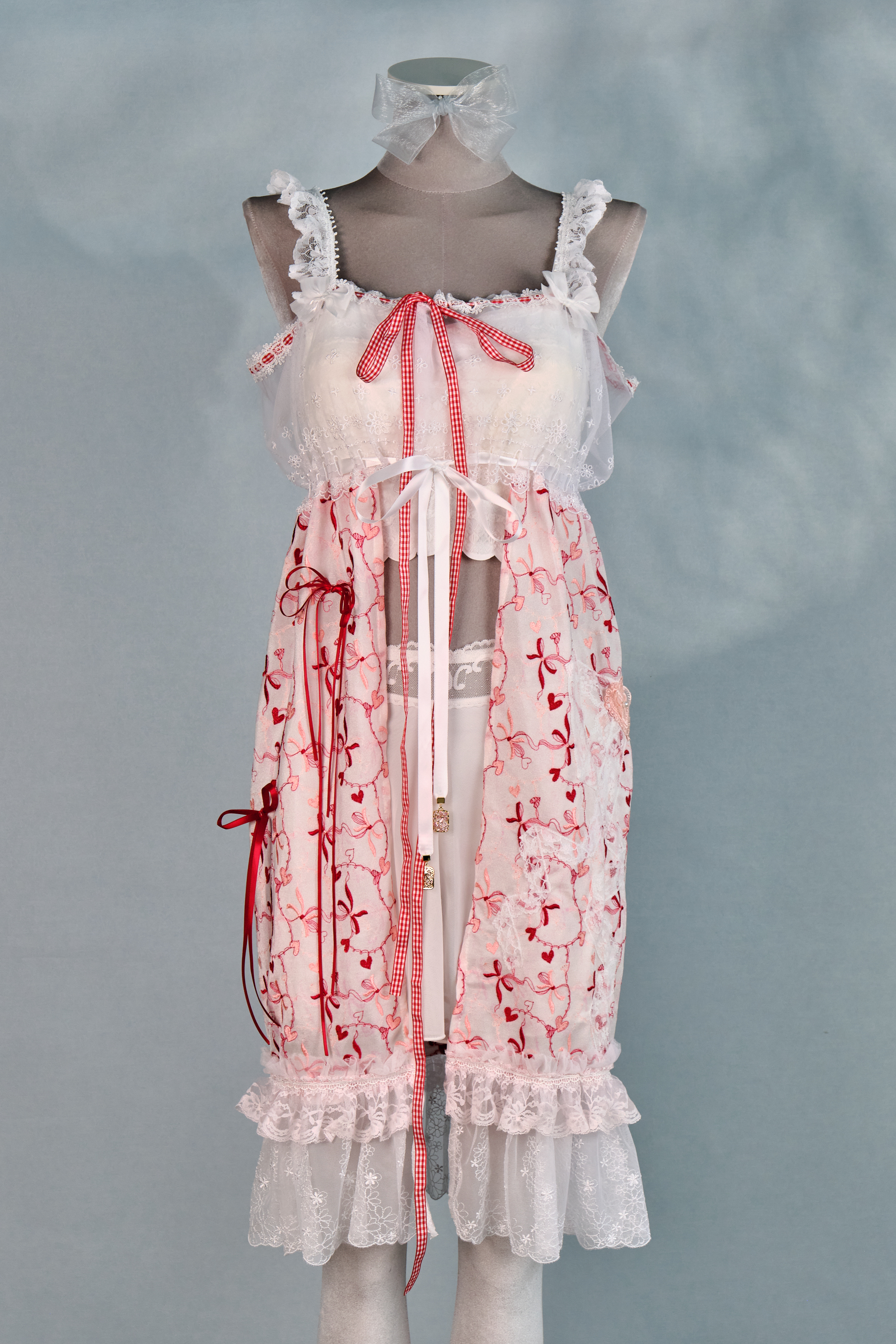 12336 Colorful Sheer Suspender Open-Chest Long Dress Cover/Jacket