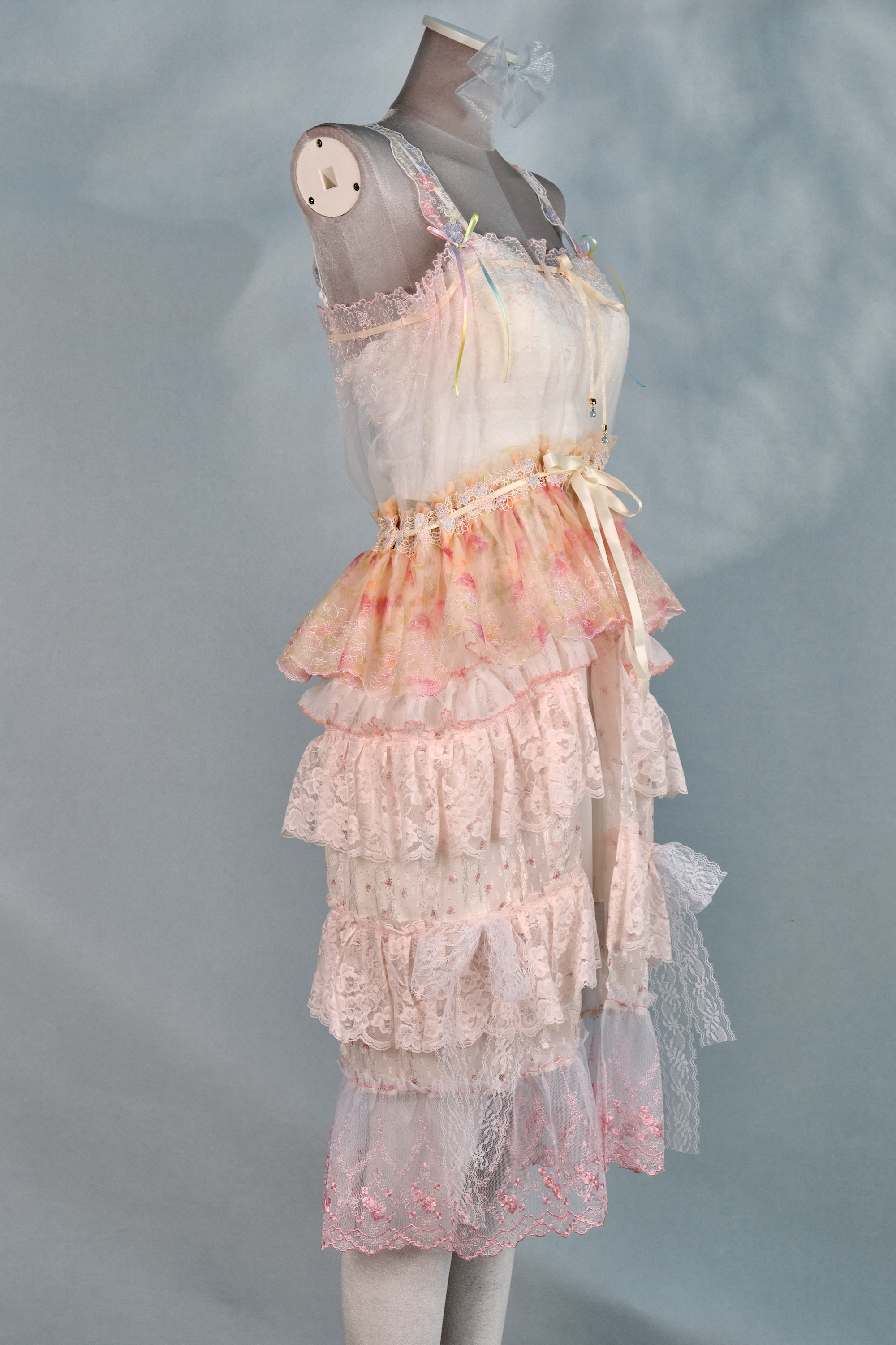 12335 Colorful Sheer Suspender Open-Chest Long Dress Cover/Jacket