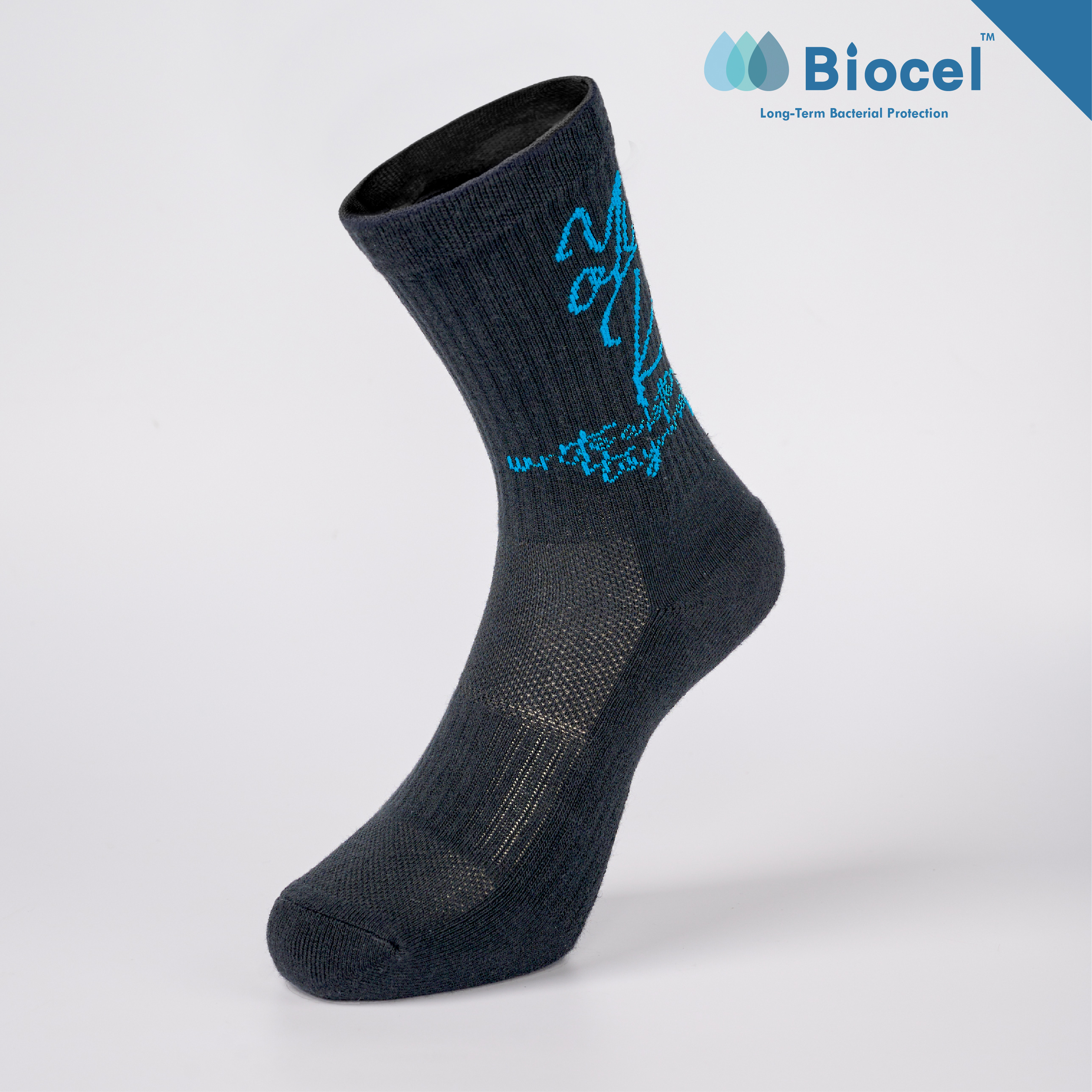 Spark 抗菌運動中筒襪〈黑藍〉