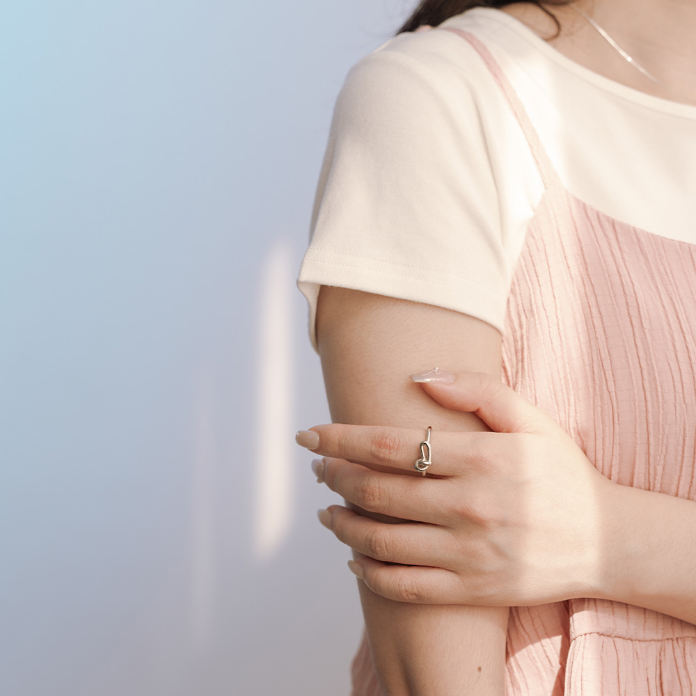 Simple knotted heart adjustable ring【07060244】in stock+pre-order