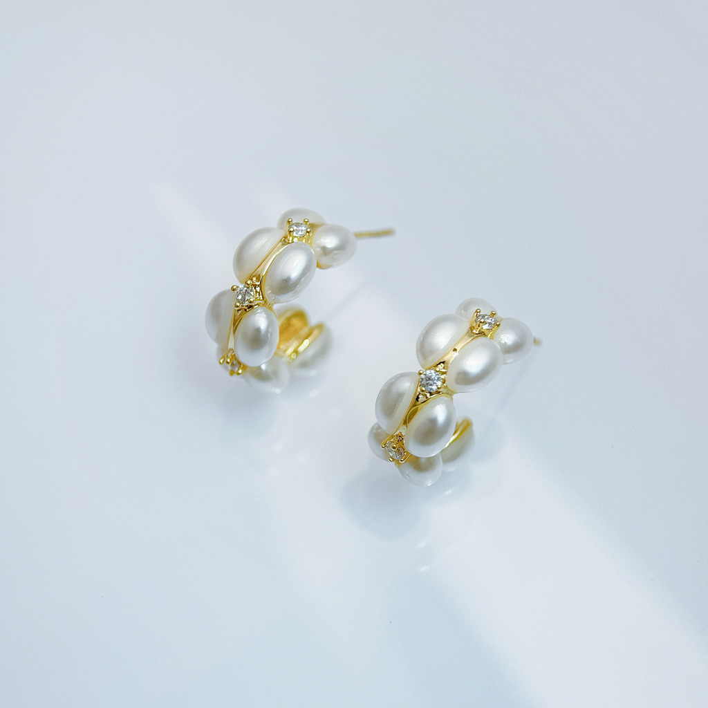 流光珍珠圈圈耳環