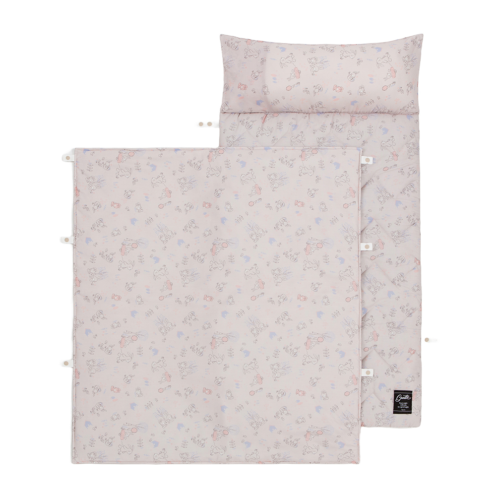 gunite 超透氣抗菌天絲加厚床墊_三合一兒童睡袋(附防塵收納袋)｜Ruru推車兔