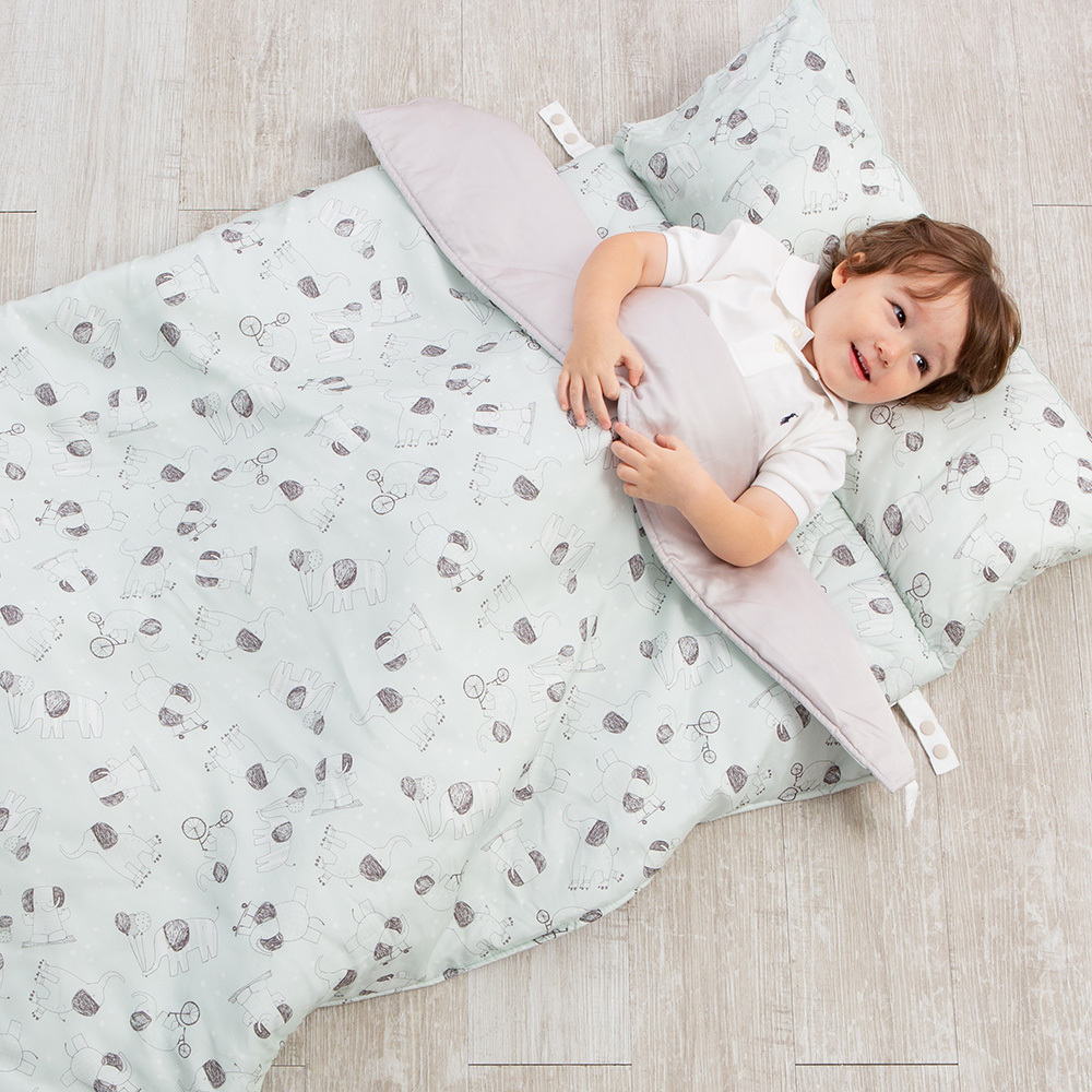 gunite 超透氣抗菌天絲加厚床墊_三合一兒童睡袋(附防塵收納袋)｜Elly特技象