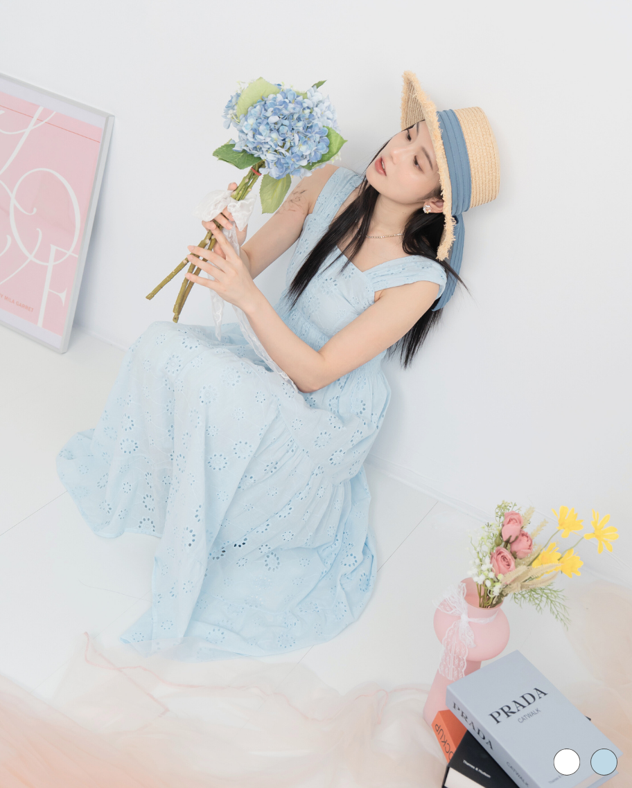 度假提花棉吊帶洋裝(特價商品不可退換)