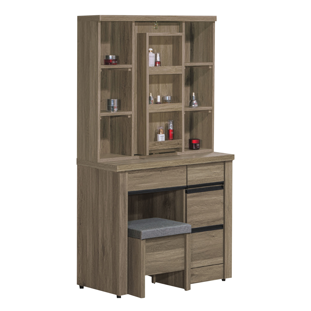 恩倫3尺化妝桌/旋轉式鏡台/梳妝台(附化妝椅)